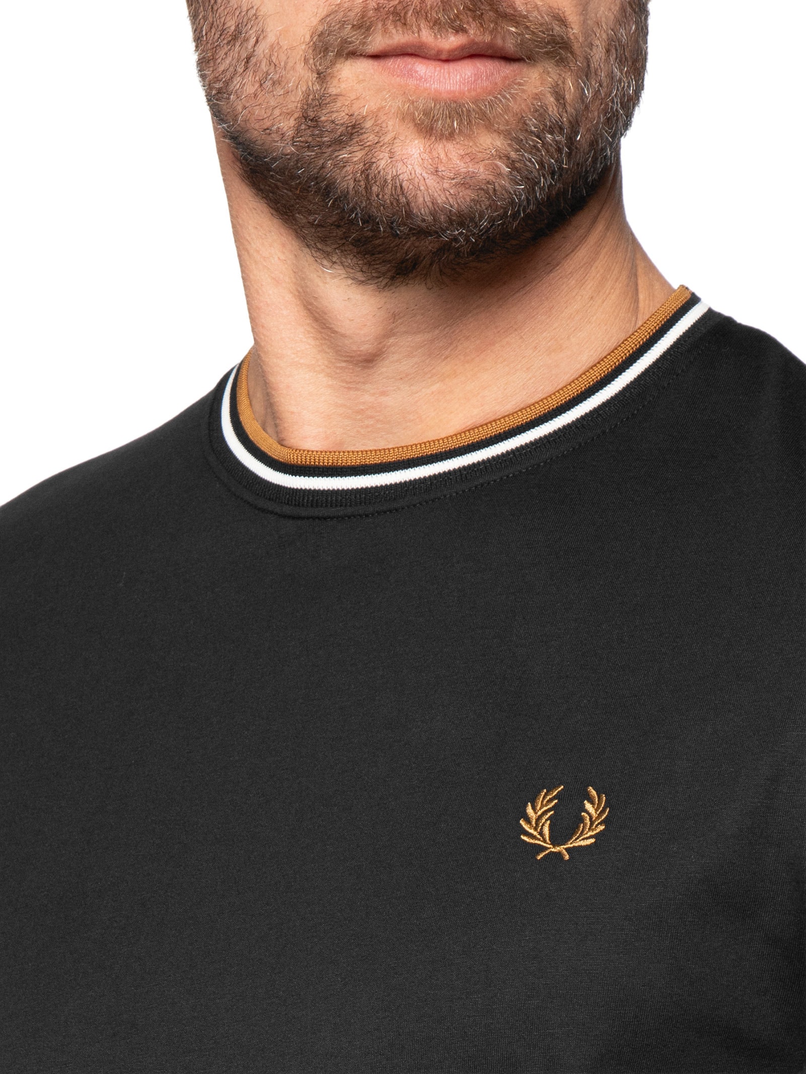 Camiseta Masculina Twin Tipped Regular Fit Em Algodão Preto Fred Perry