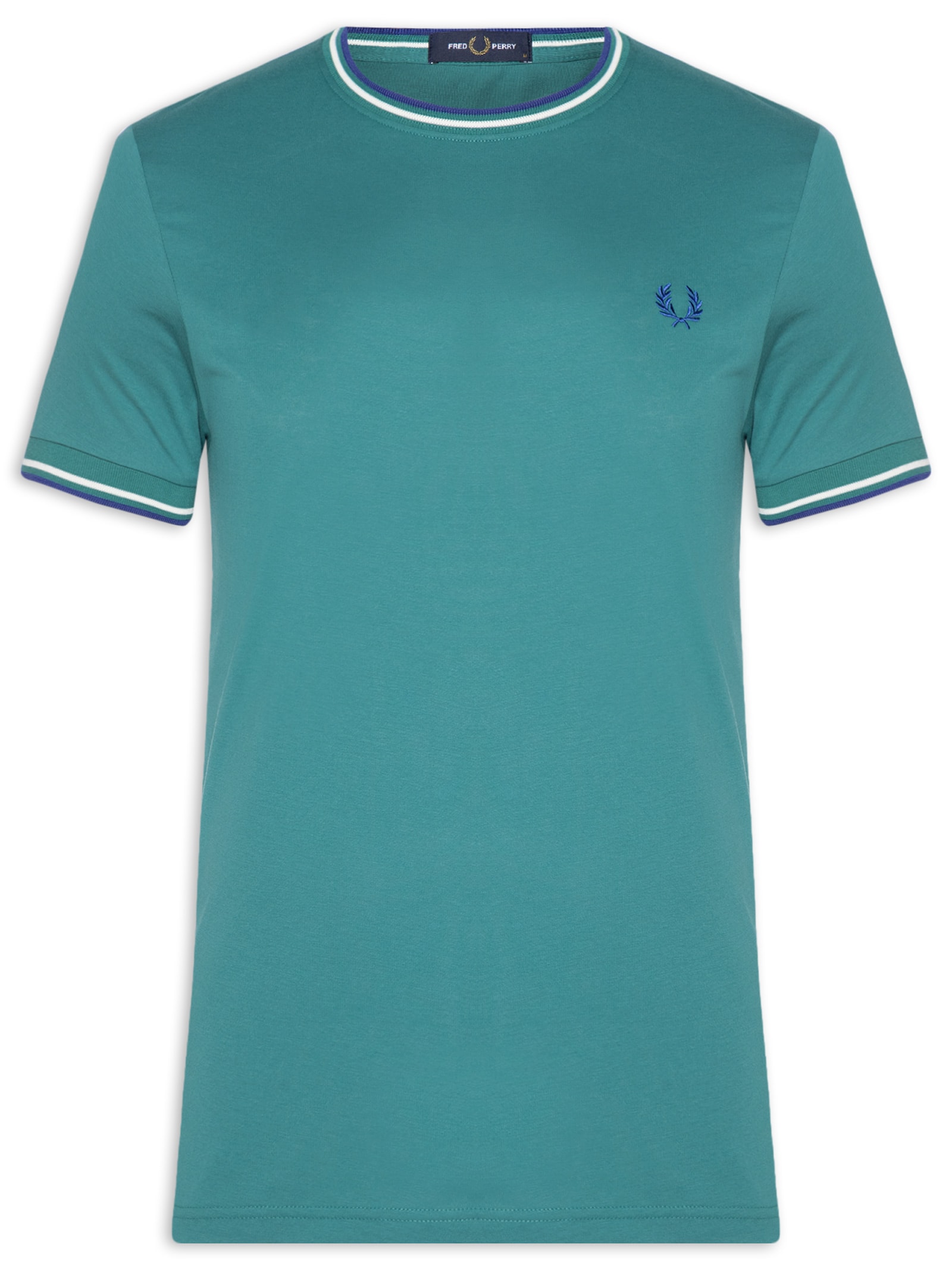 Camiseta Masculina Twin Tipped Regular Fit Em Algodão Verde Fred Perry