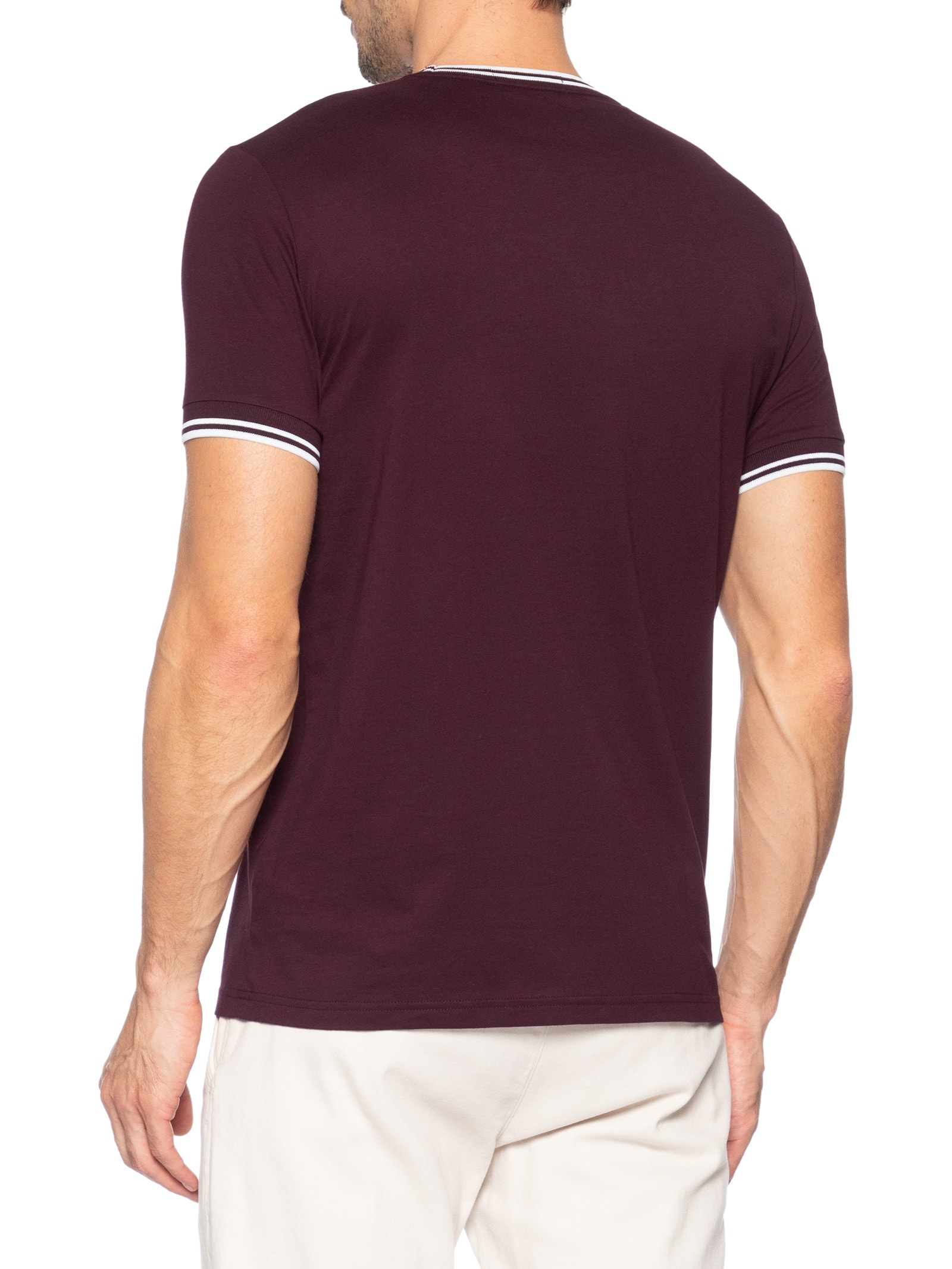 Camiseta Masculina Twin Tipped Regular Fit Em Algodão Vermelho Fred Perry