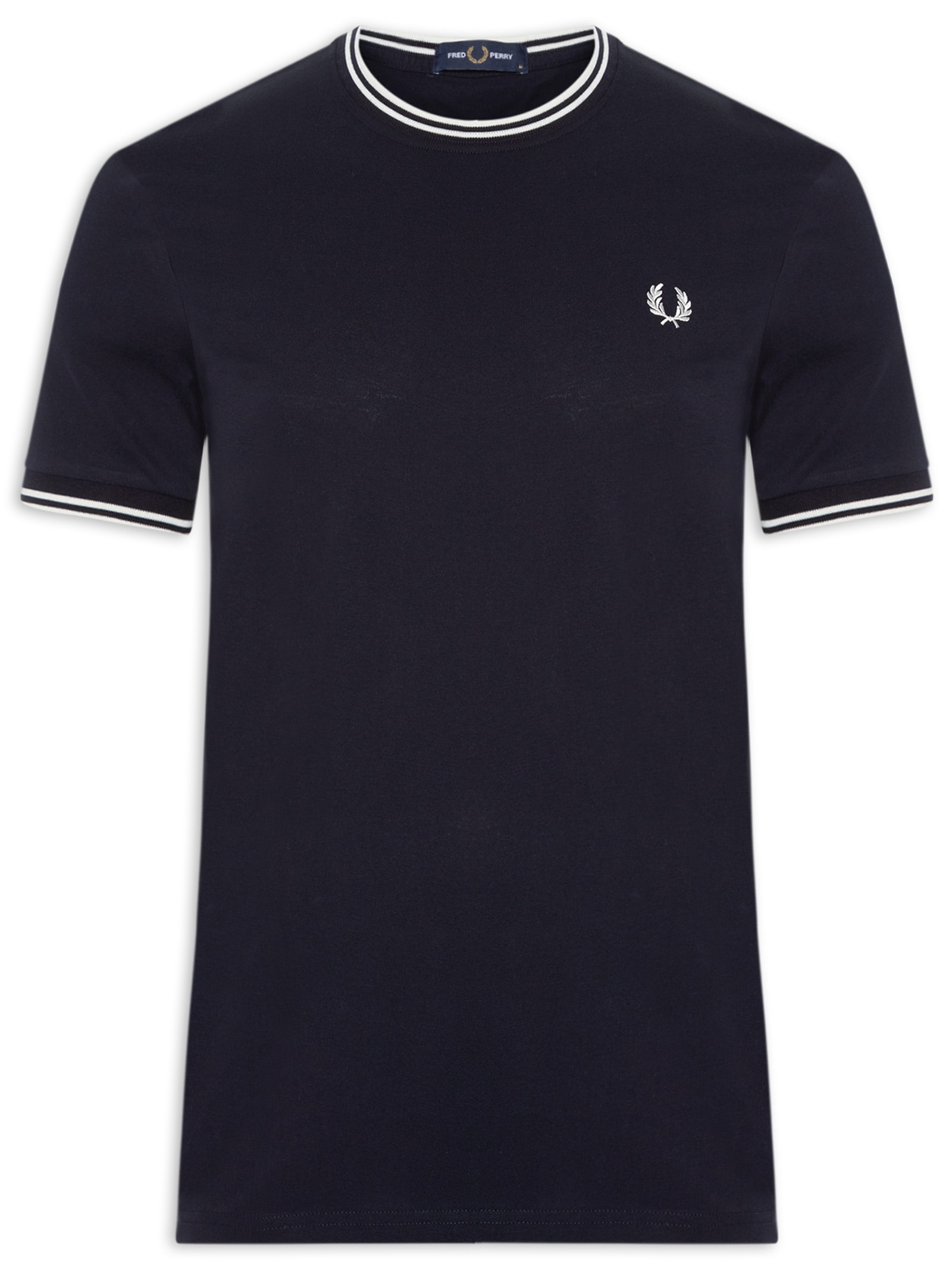 Camiseta Masculina Twin Tipped Regular Fit Em Piquet De Algodão Azul Fred Perry