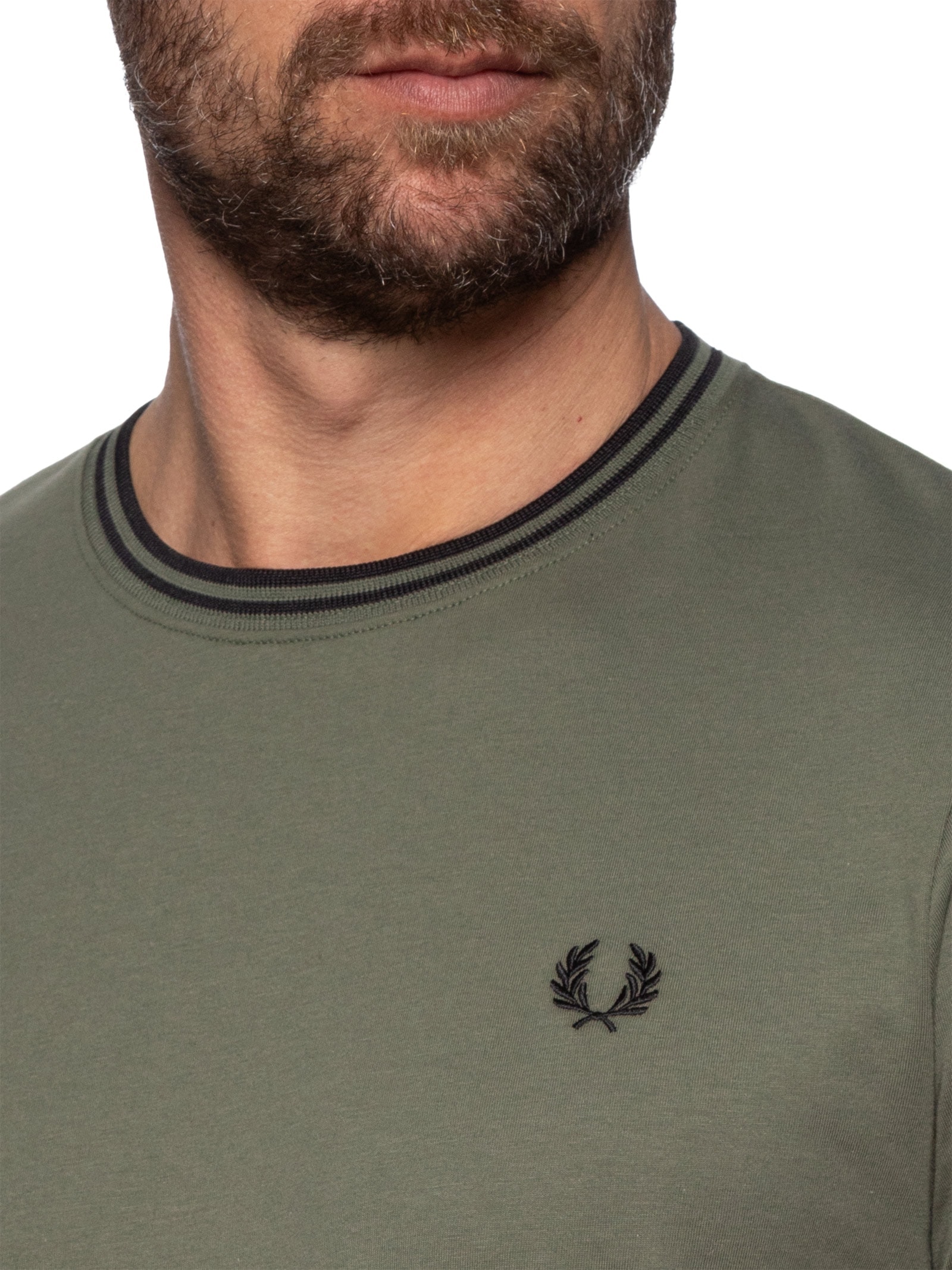 Camiseta Masculina Twin Tipped Regular Fit Verde Fred Perry