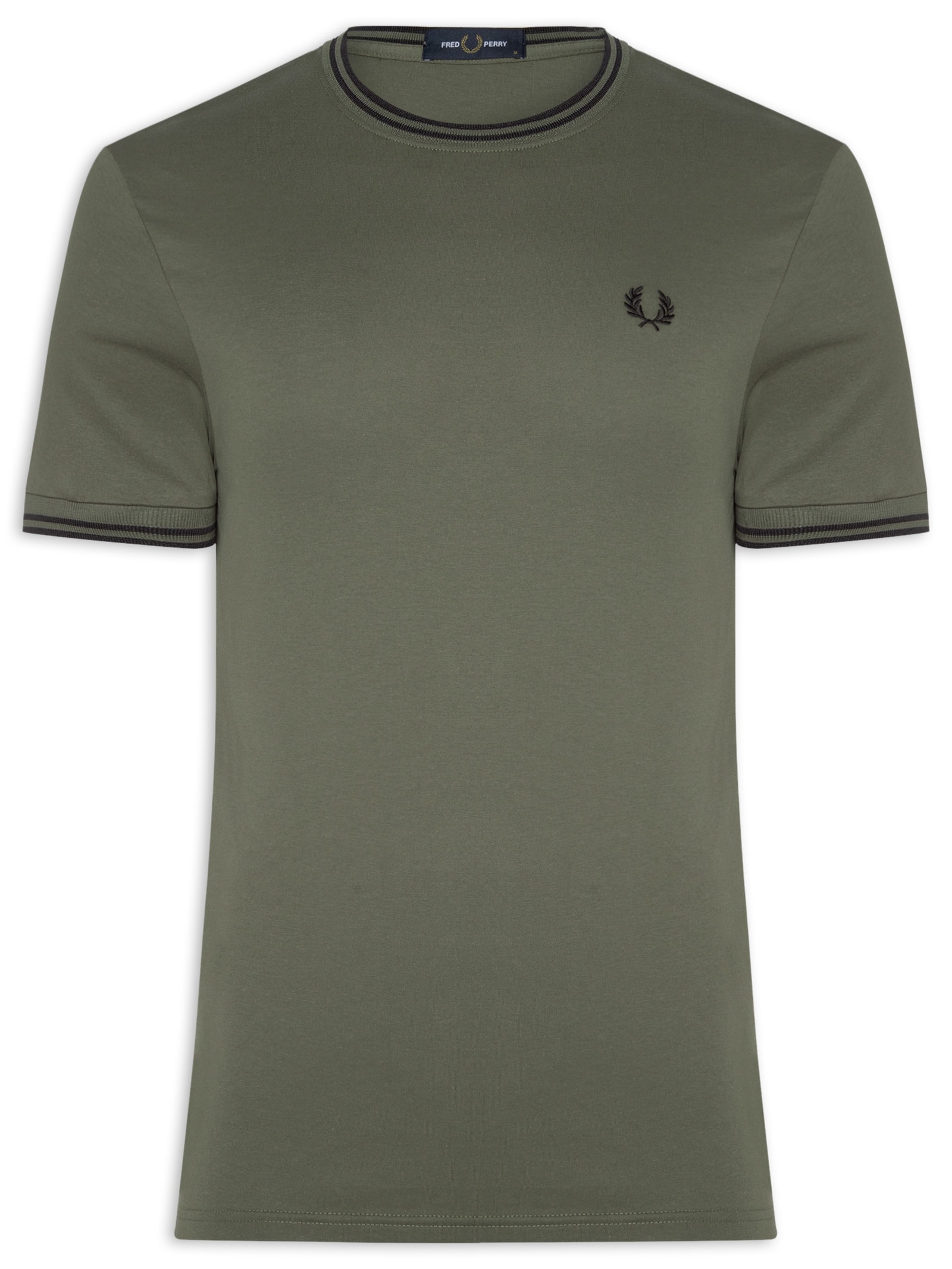 Camiseta Masculina Twin Tipped Regular Fit Verde Fred Perry