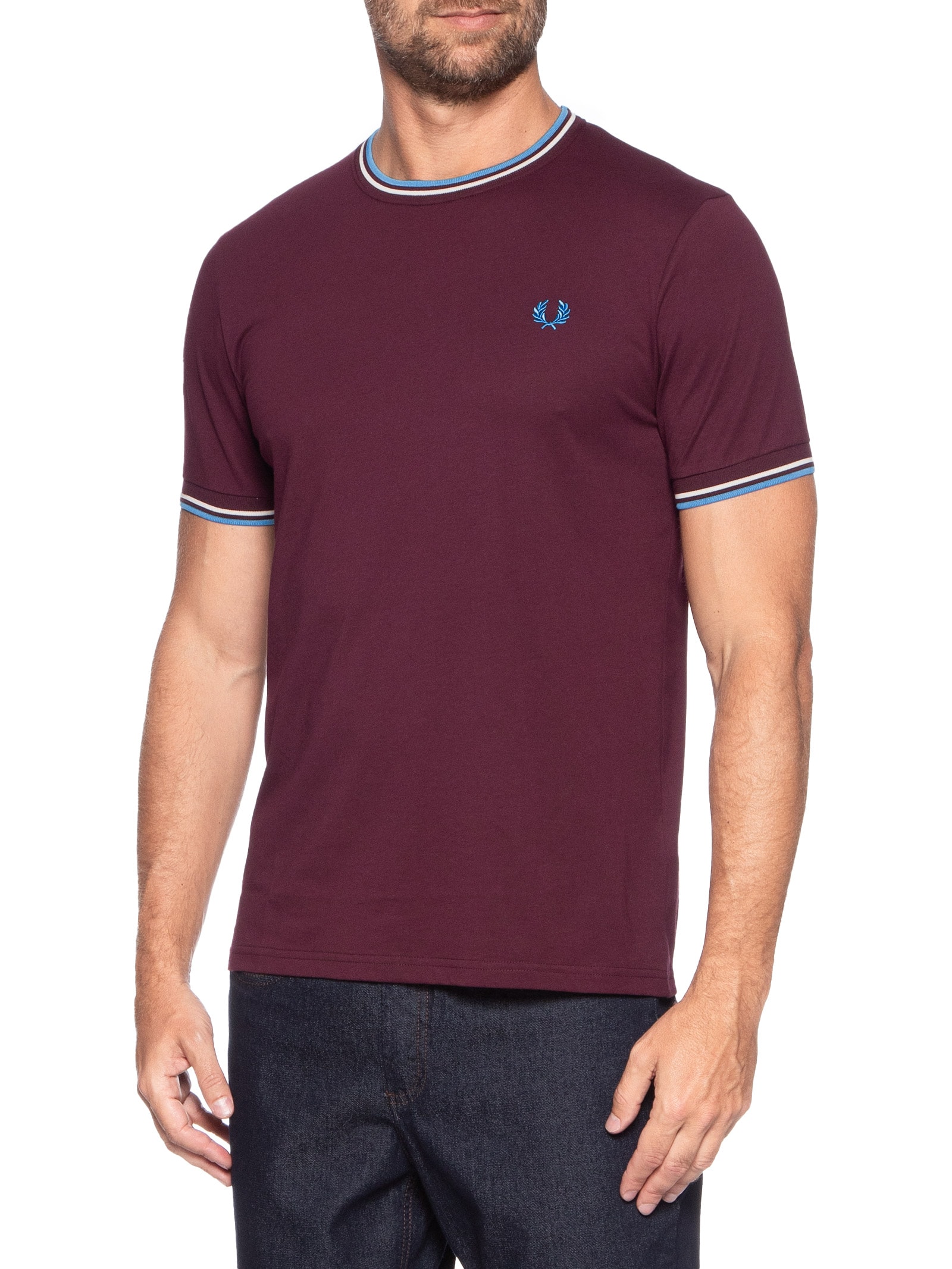 Camiseta Masculina Twin Tipped Regular Fit Vermelho Fred Perry