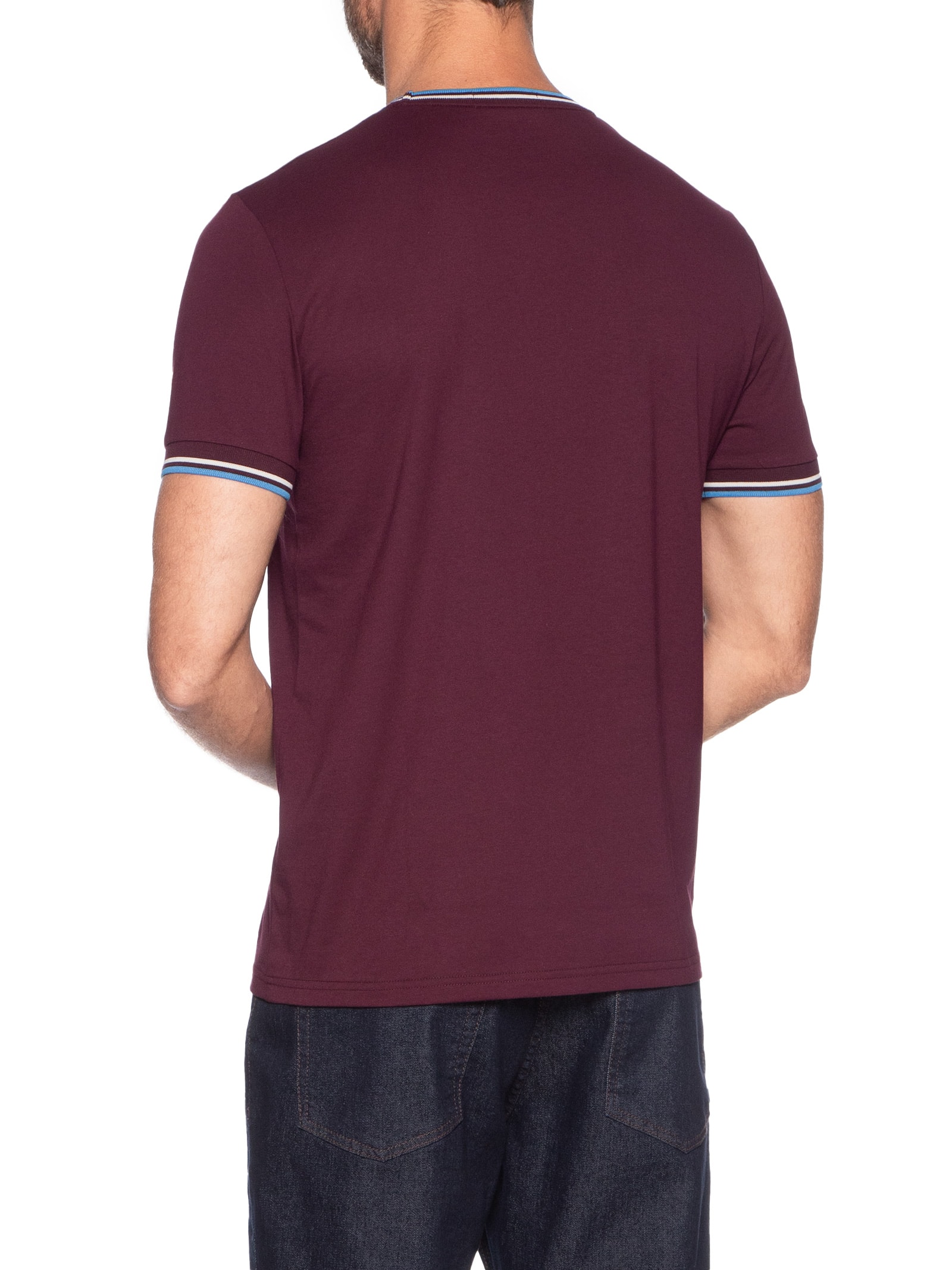 Camiseta Masculina Twin Tipped Regular Fit Vermelho Fred Perry