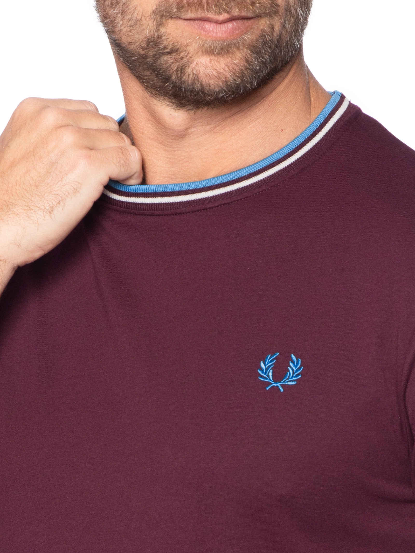 Camiseta Masculina Twin Tipped Regular Fit Vermelho Fred Perry