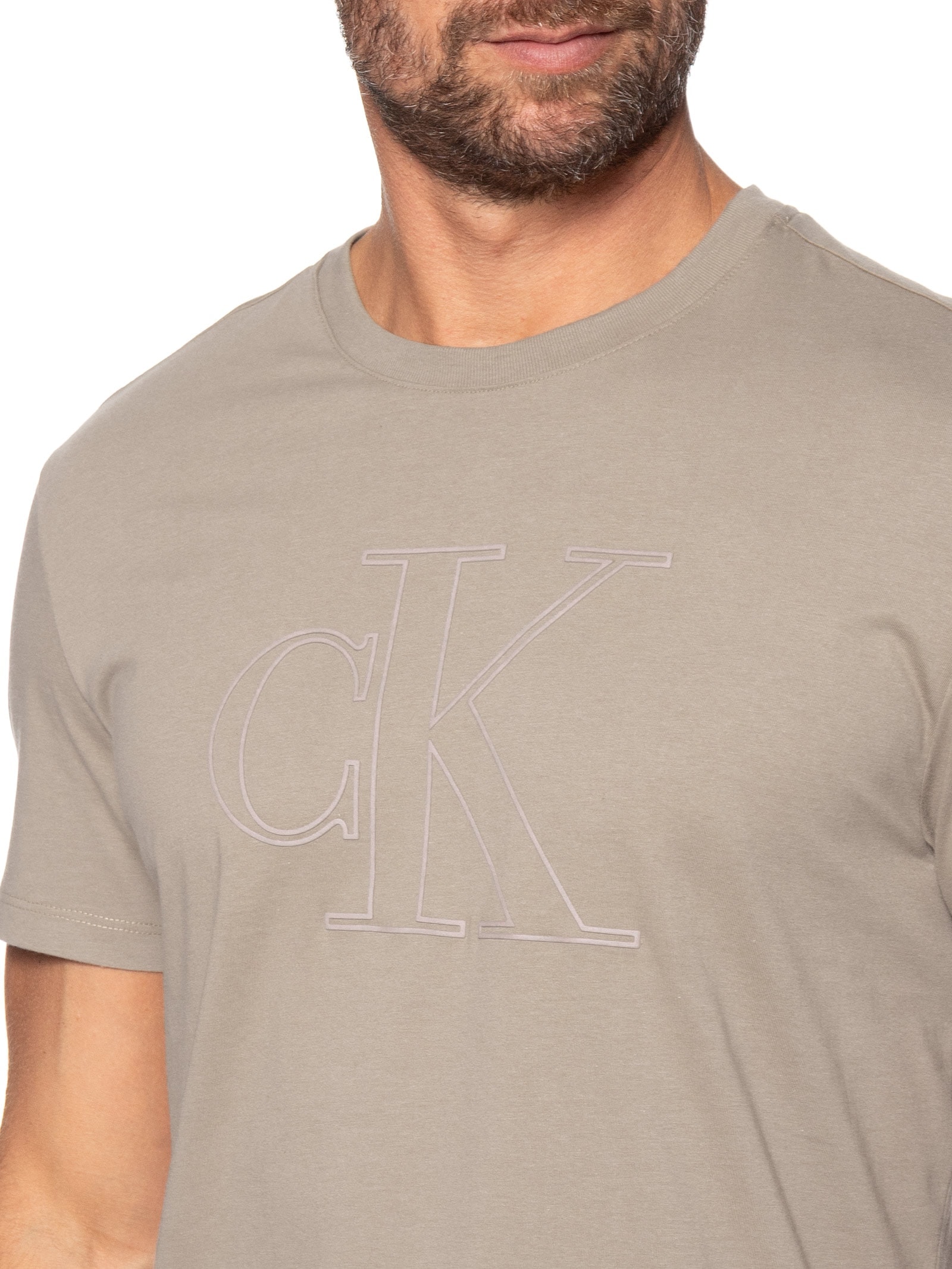 Camiseta Masculina Underwear Manga Curta Bege Calvin Klein Underwear