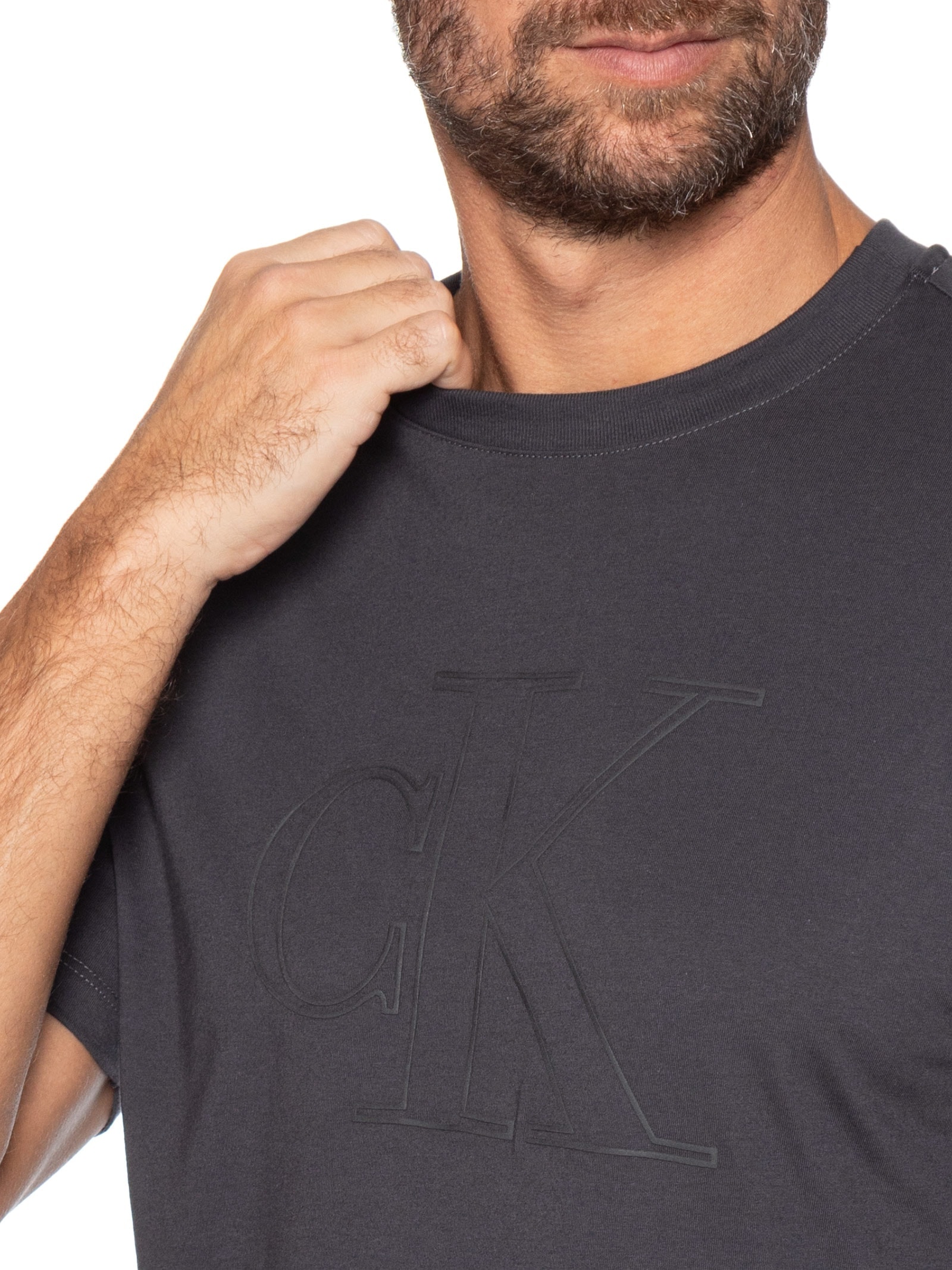 Camiseta Masculina Underwear Manga Curta Cinza Calvin Klein Underwear
