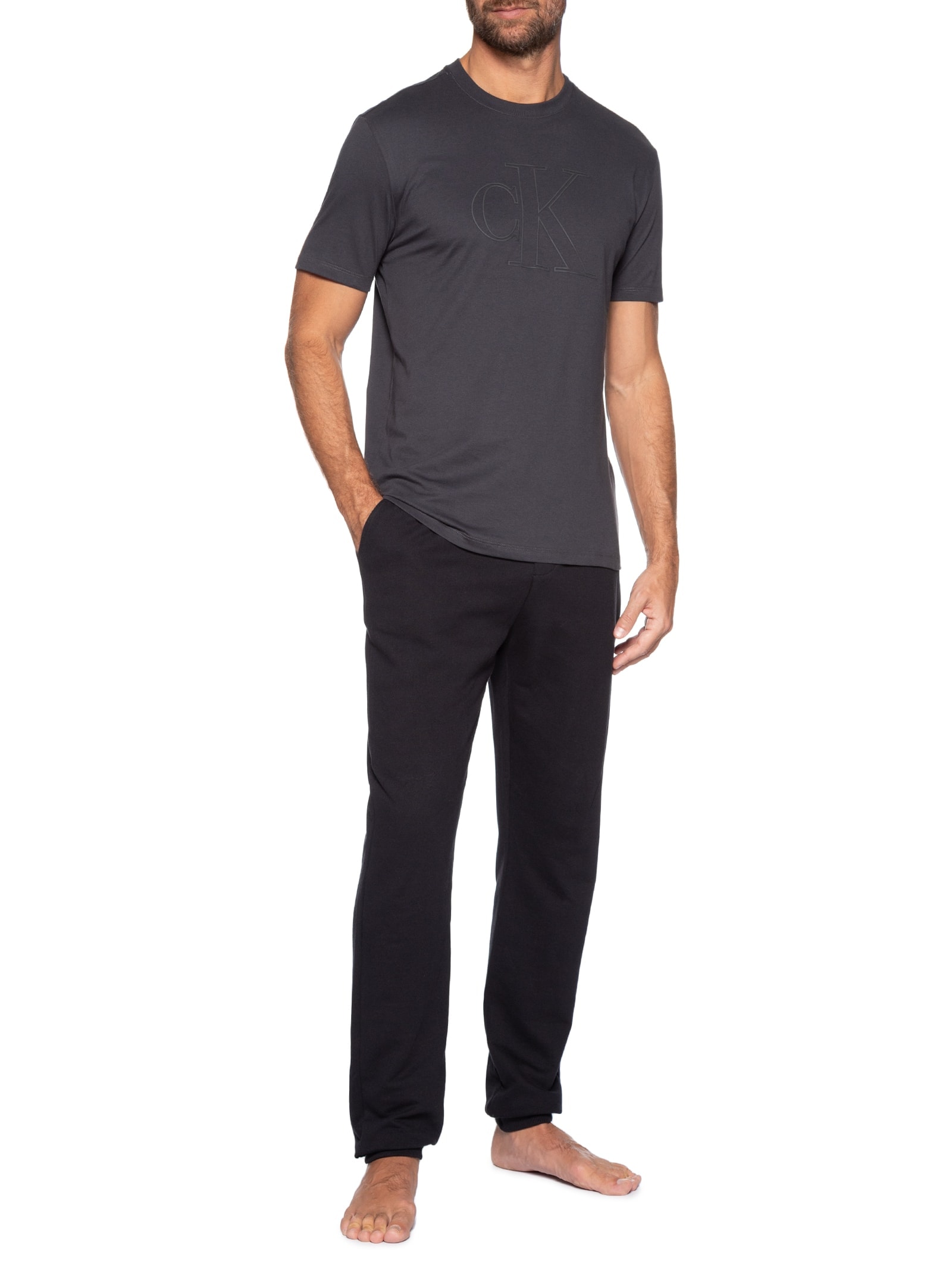 Camiseta Masculina Underwear Manga Curta Cinza Calvin Klein Underwear