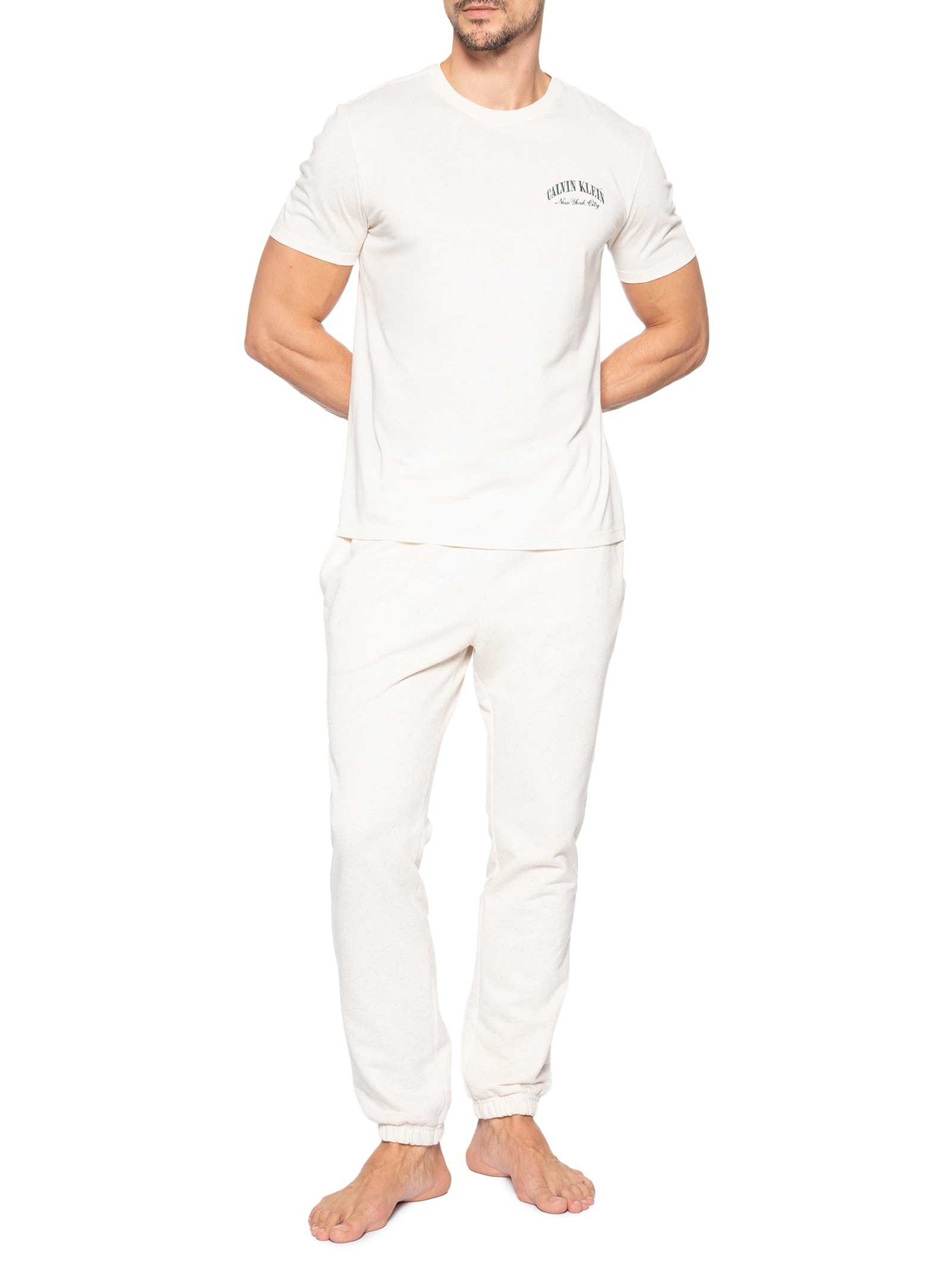 Camiseta Masculina Underwear Meia Malha Linho Heritage Bege Calvin Klein Underwear