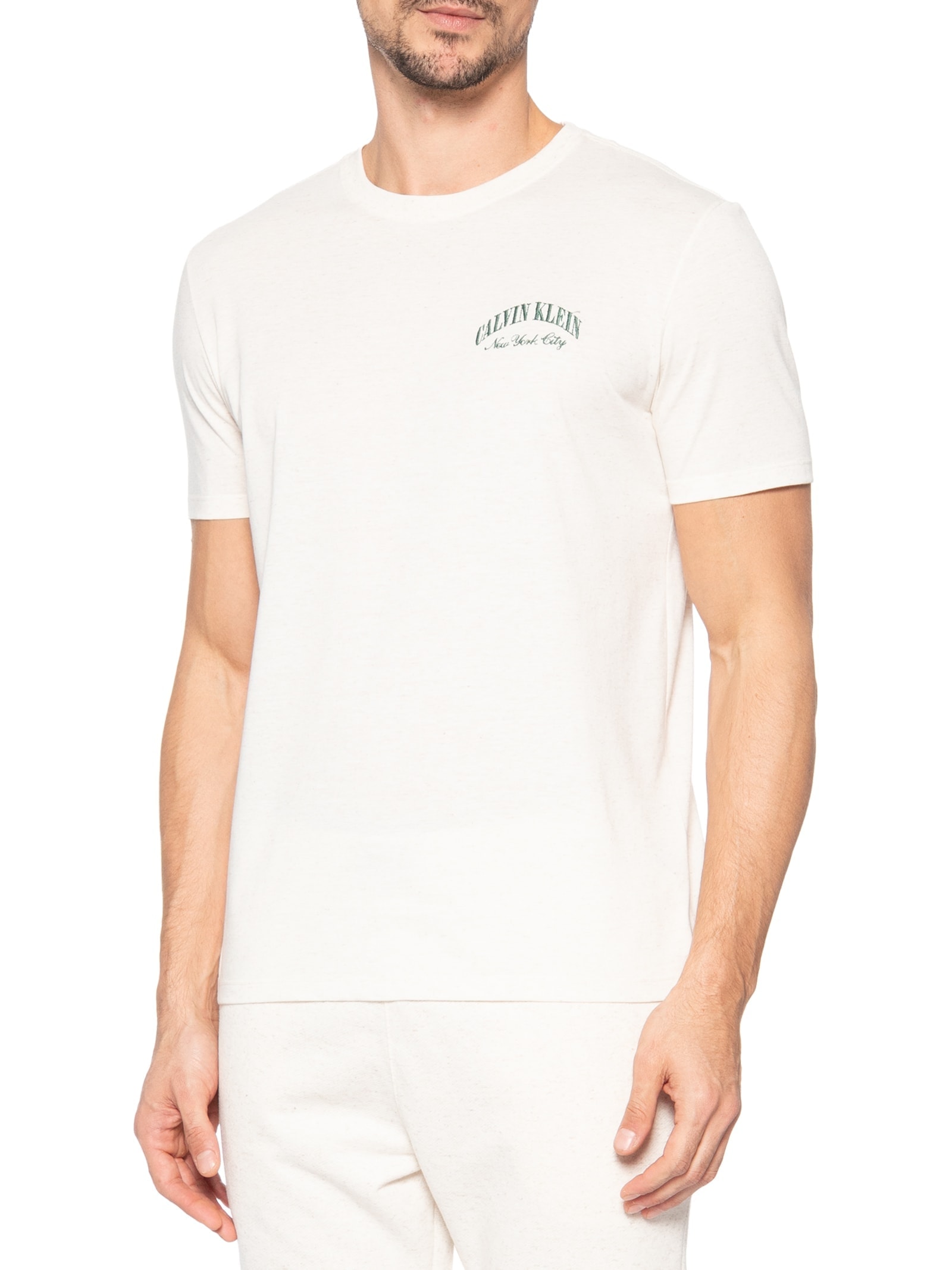 Camiseta Masculina Underwear Meia Malha Linho Heritage Bege Calvin Klein Underwear