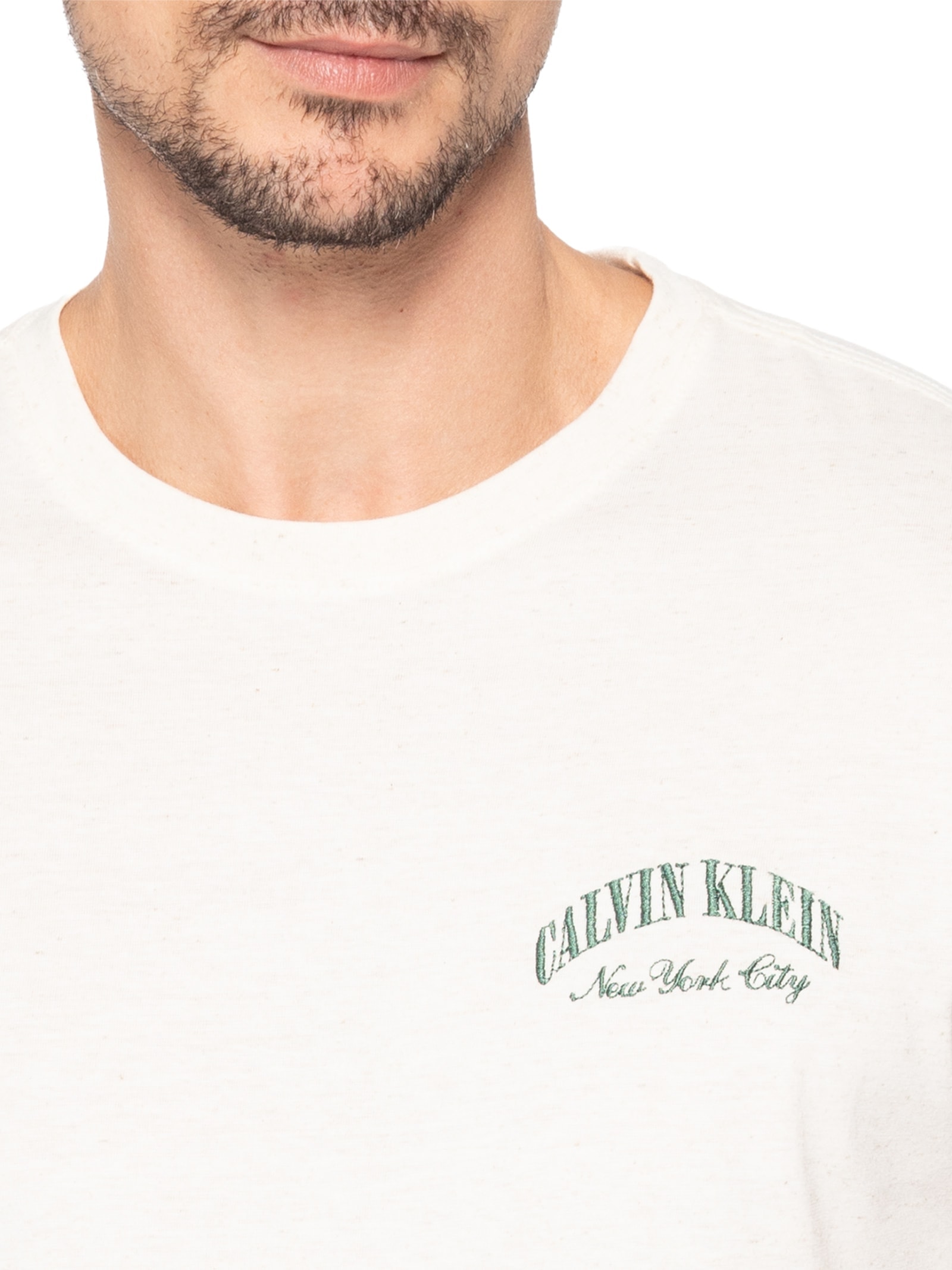 Camiseta Masculina Underwear Meia Malha Linho Heritage Bege Calvin Klein Underwear