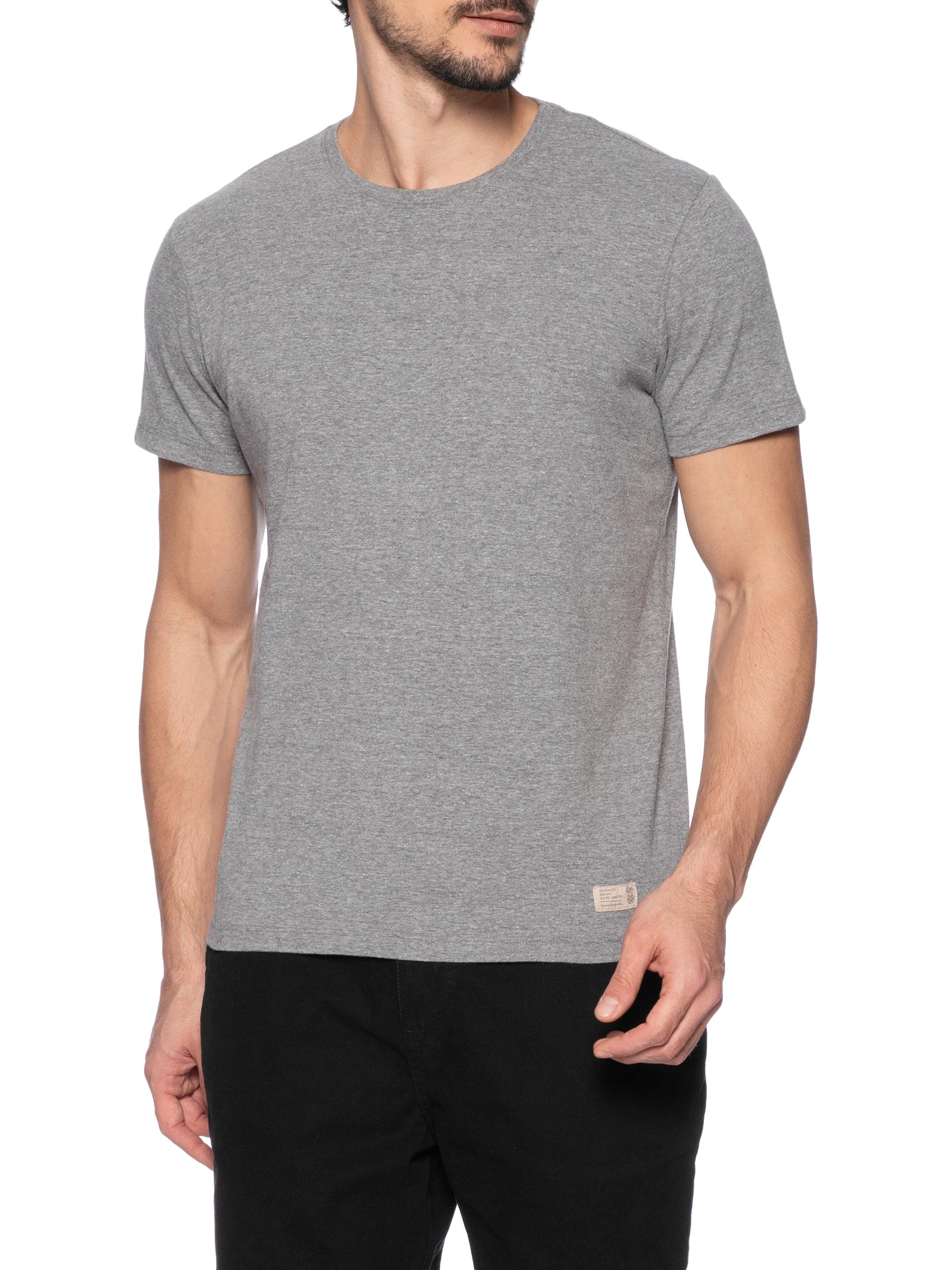 Camiseta Masculina Urban Em Algodão Cinza Pineapple