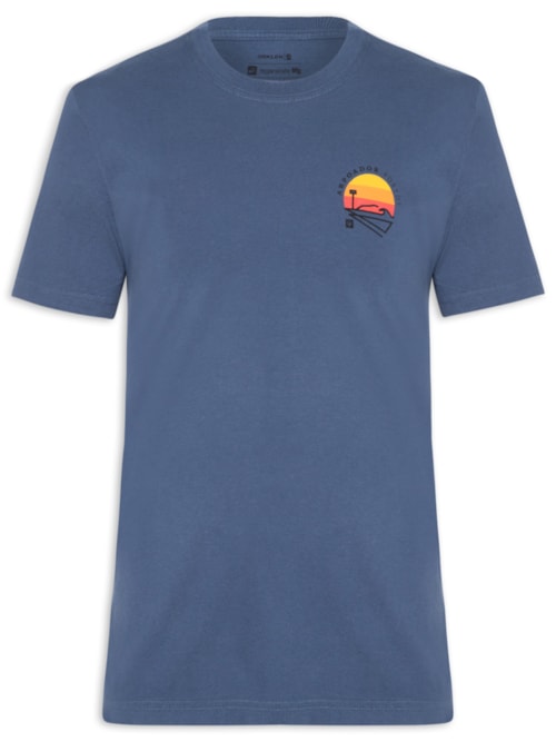 Camiseta Masculina Vintage Arpoador Patch – Azul