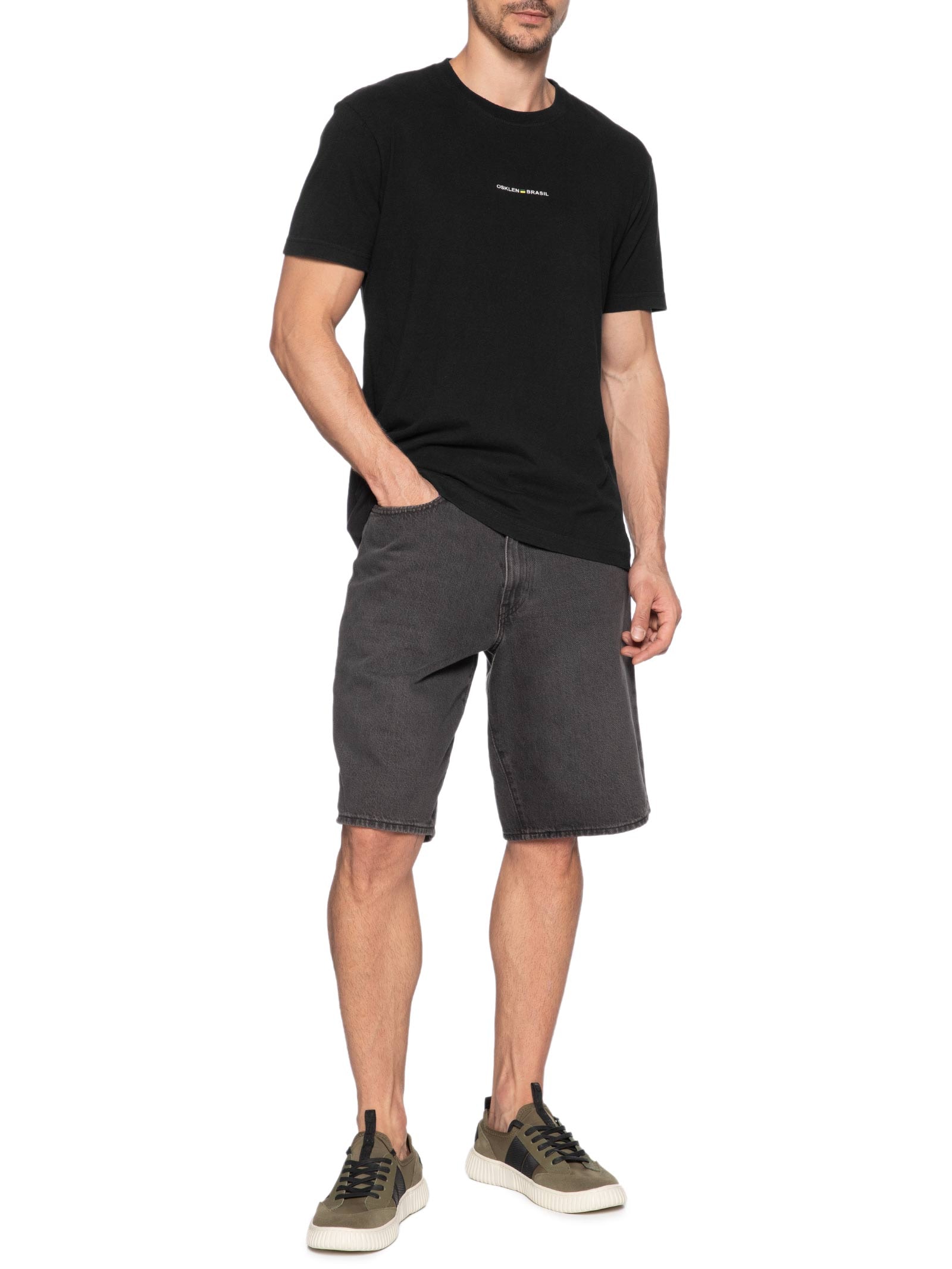 Camiseta Masculina Vintage Brasil Preto Osklen