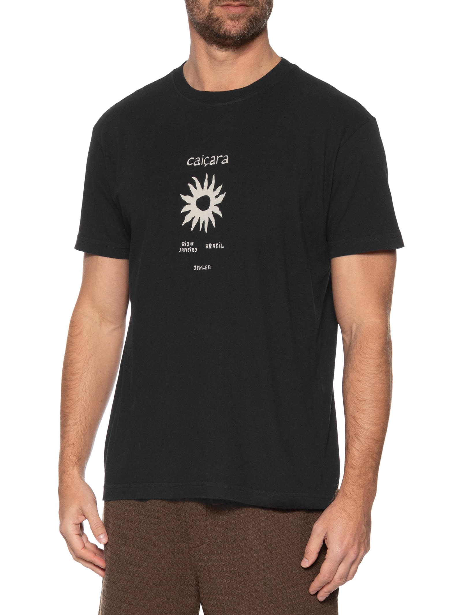 Camiseta Masculina Vintage Caiçara Textura Manga Curta Preto Osklen
