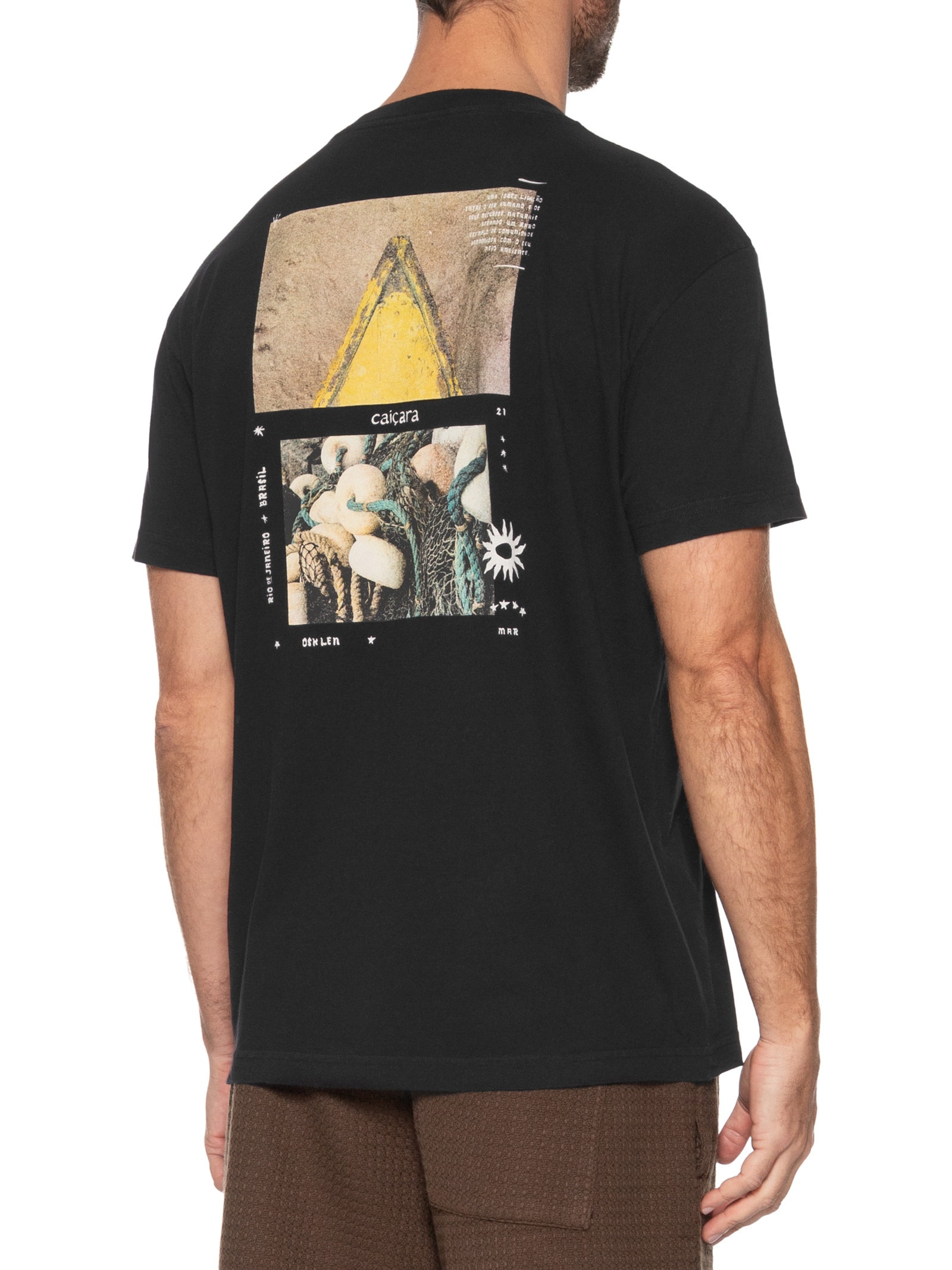 Camiseta Masculina Vintage Caiçara Textura Manga Curta Preto Osklen