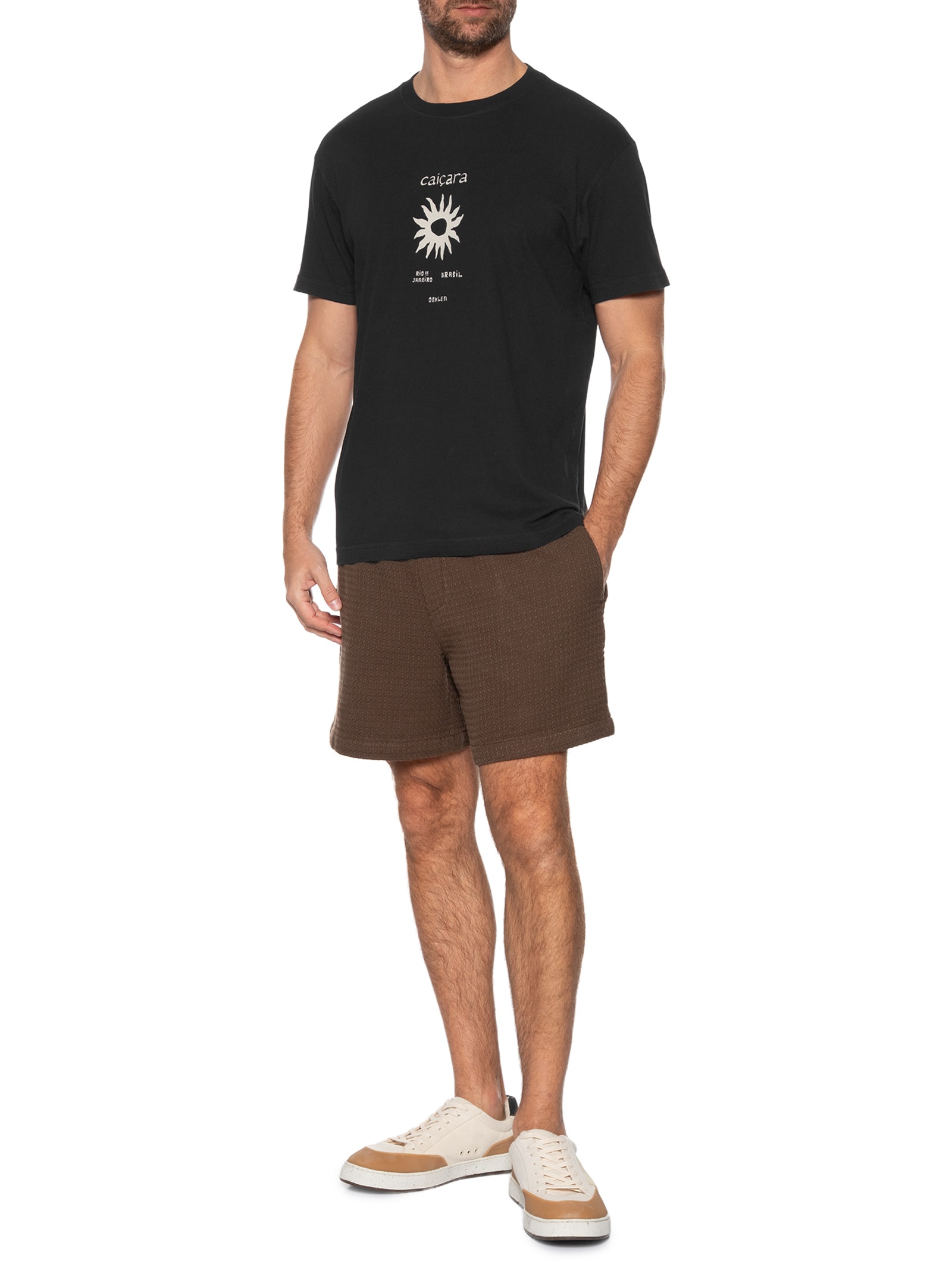 Camiseta Masculina Vintage Caiçara Textura Manga Curta Preto Osklen