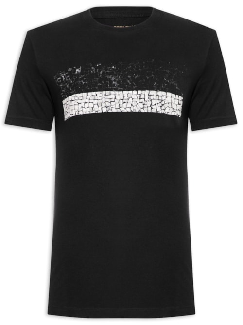 Camiseta Masculina Vintage Calçadão Listrado – Preto