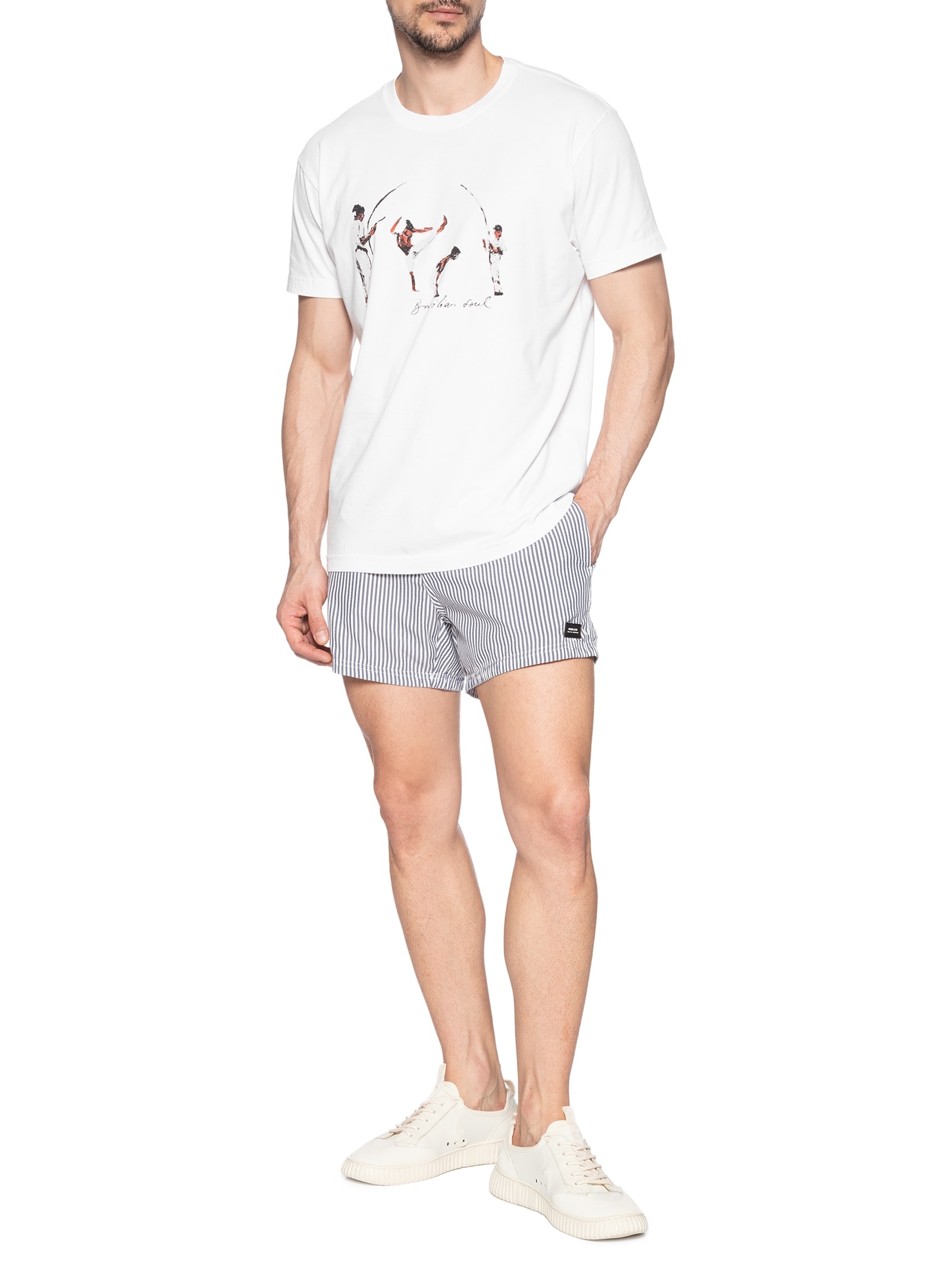 Camiseta Masculina Vintage Capoeira Manga Curta Branco Osklen