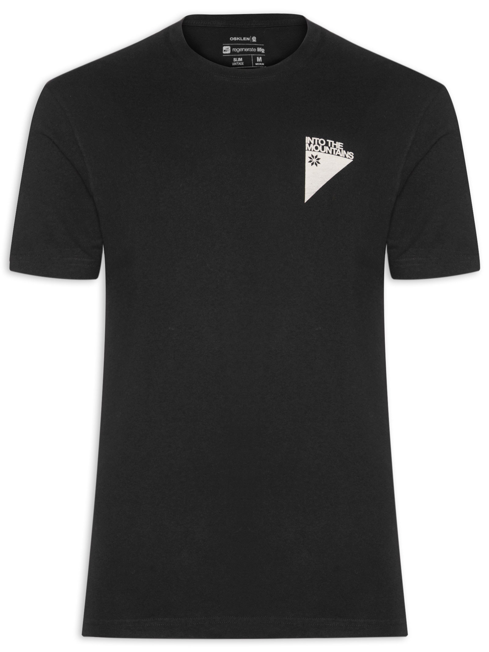 Camiseta Masculina Vintage Carimbo Mountains Preto Osklen