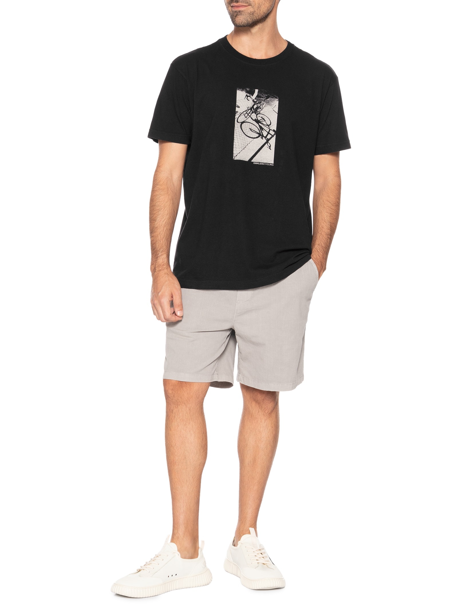 Camiseta Masculina Vintage Cycling Manga Curta Preto Osklen