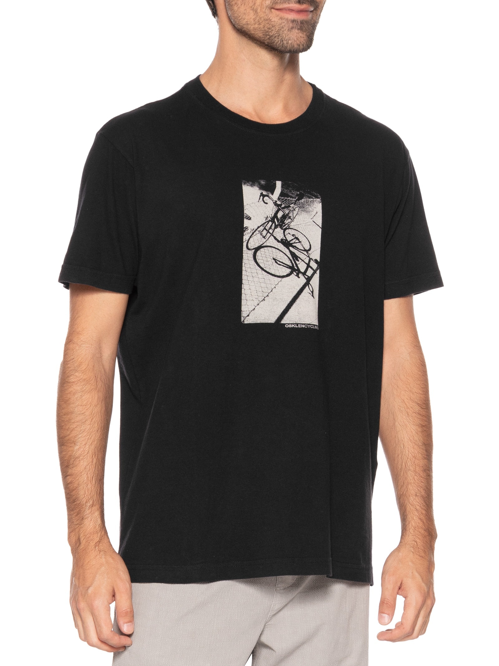 Camiseta Masculina Vintage Cycling Manga Curta Preto Osklen
