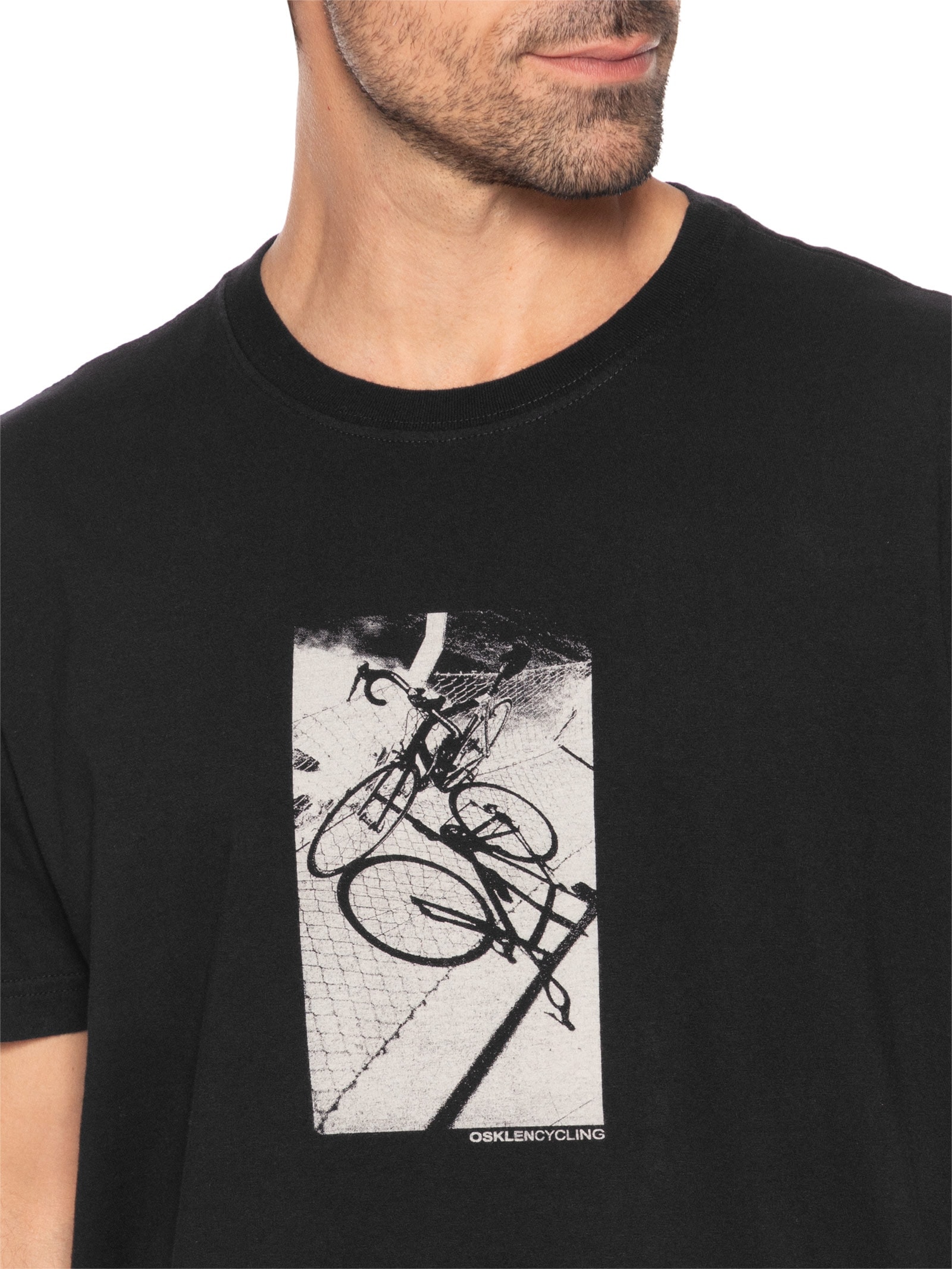 Camiseta Masculina Vintage Cycling Manga Curta Preto Osklen