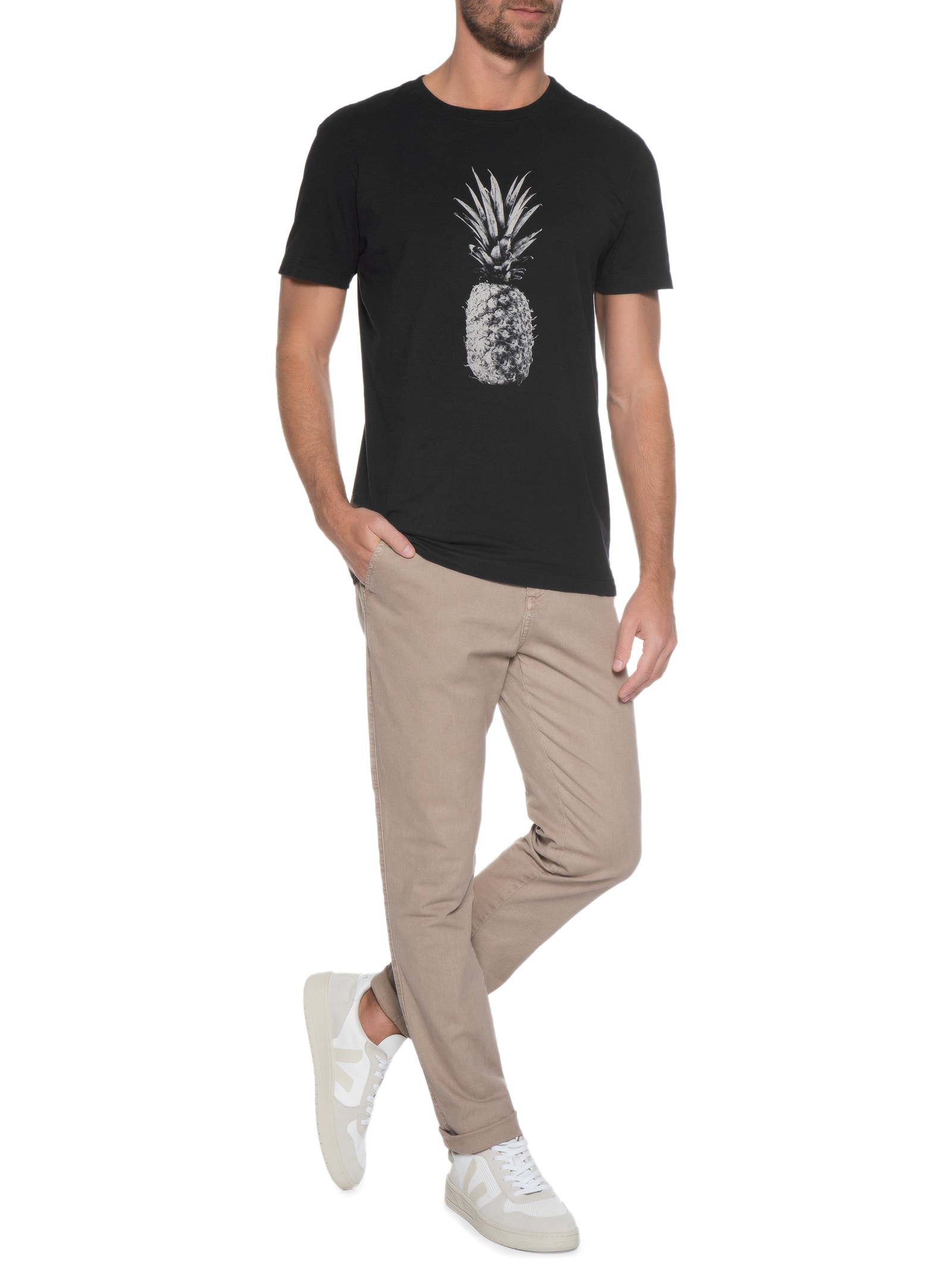 Camiseta Masculina Vintage Golden Pineapple Preto Osklen
