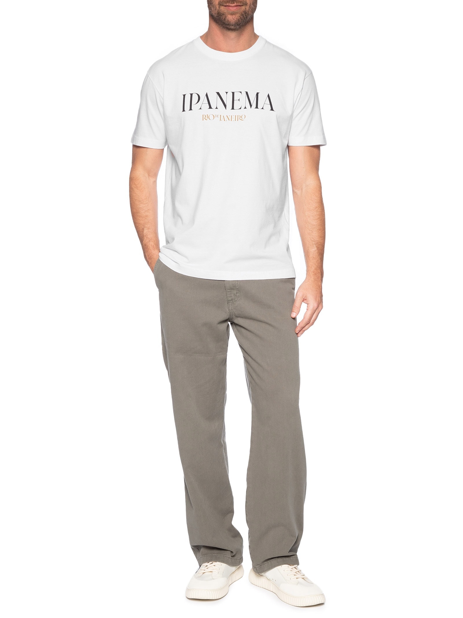 Camiseta Masculina Vintage Ipanema Serifado Branco Osklen