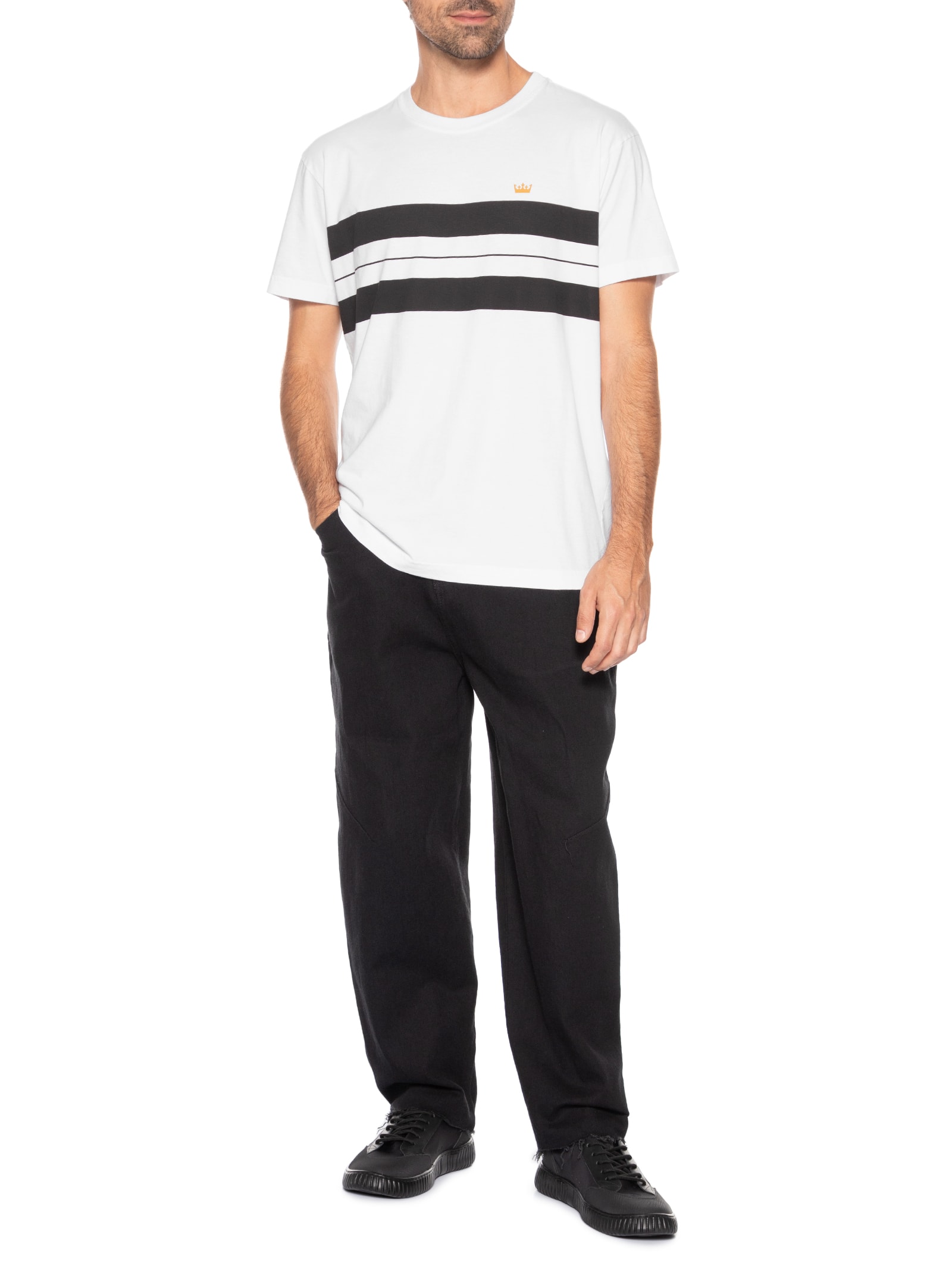 Camiseta Masculina Vintage Listrado Pranchão Manga Curta Branco Osklen