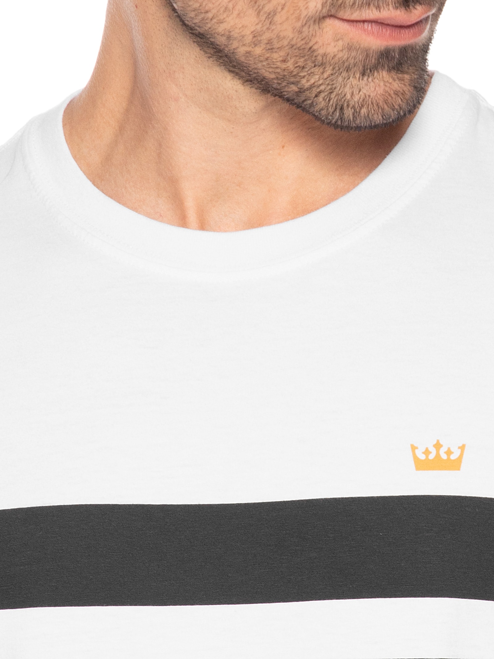 Camiseta Masculina Vintage Listrado Pranchão Manga Curta Branco Osklen