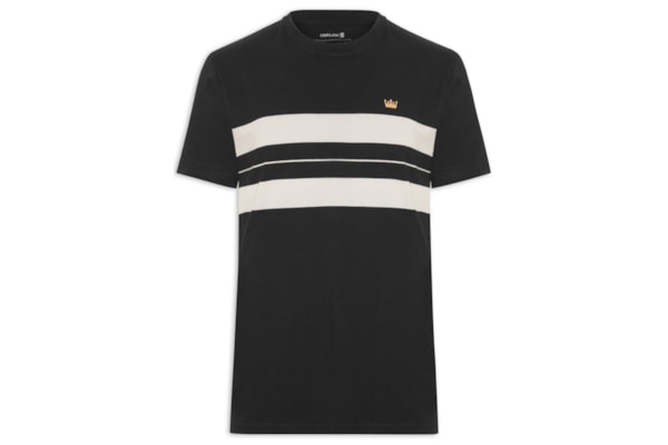 Camiseta Masculina Vintage Listrado Pranchão - Preto