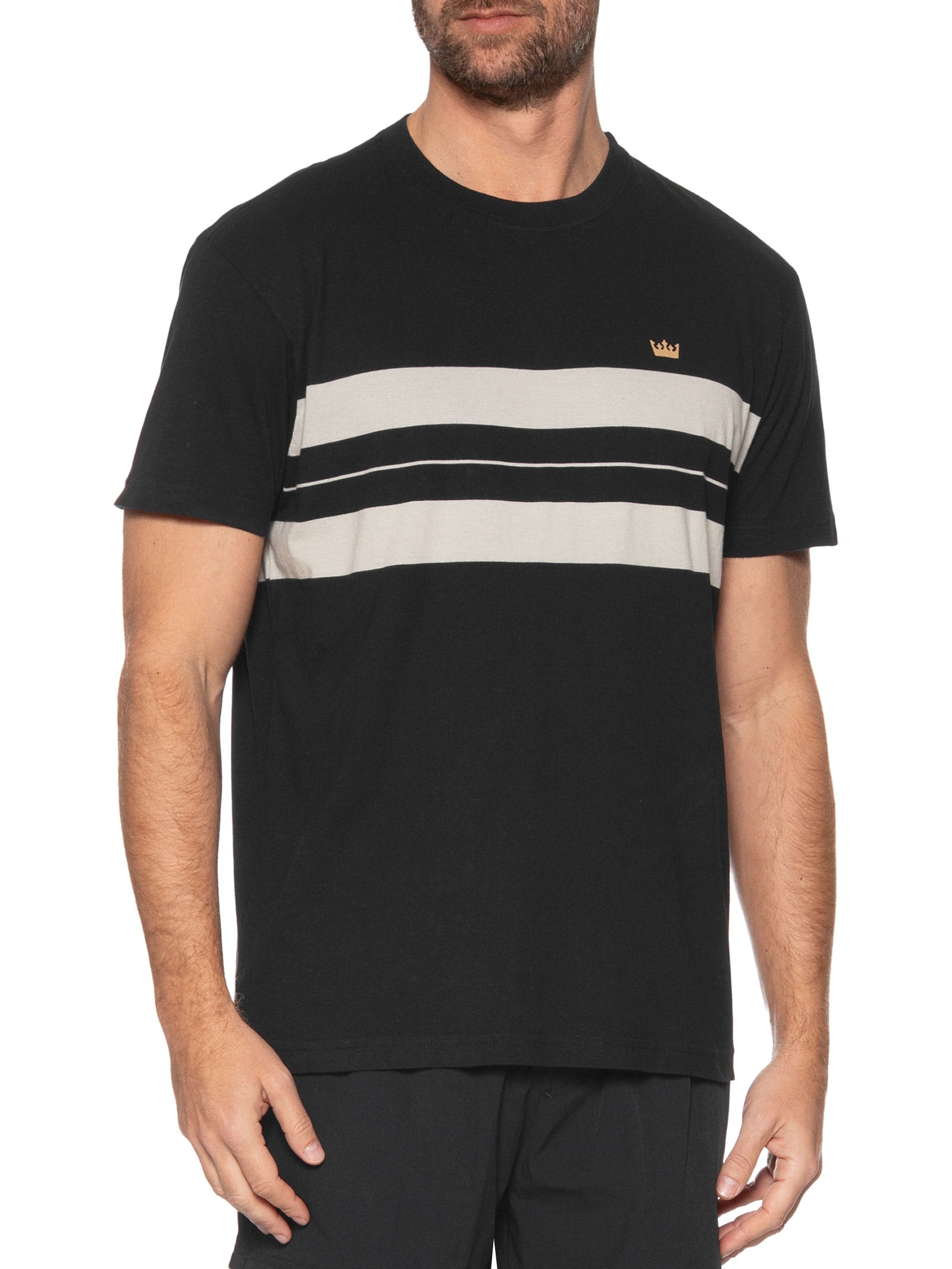 Camiseta Masculina Vintage Listrado Pranchão Preto Osklen