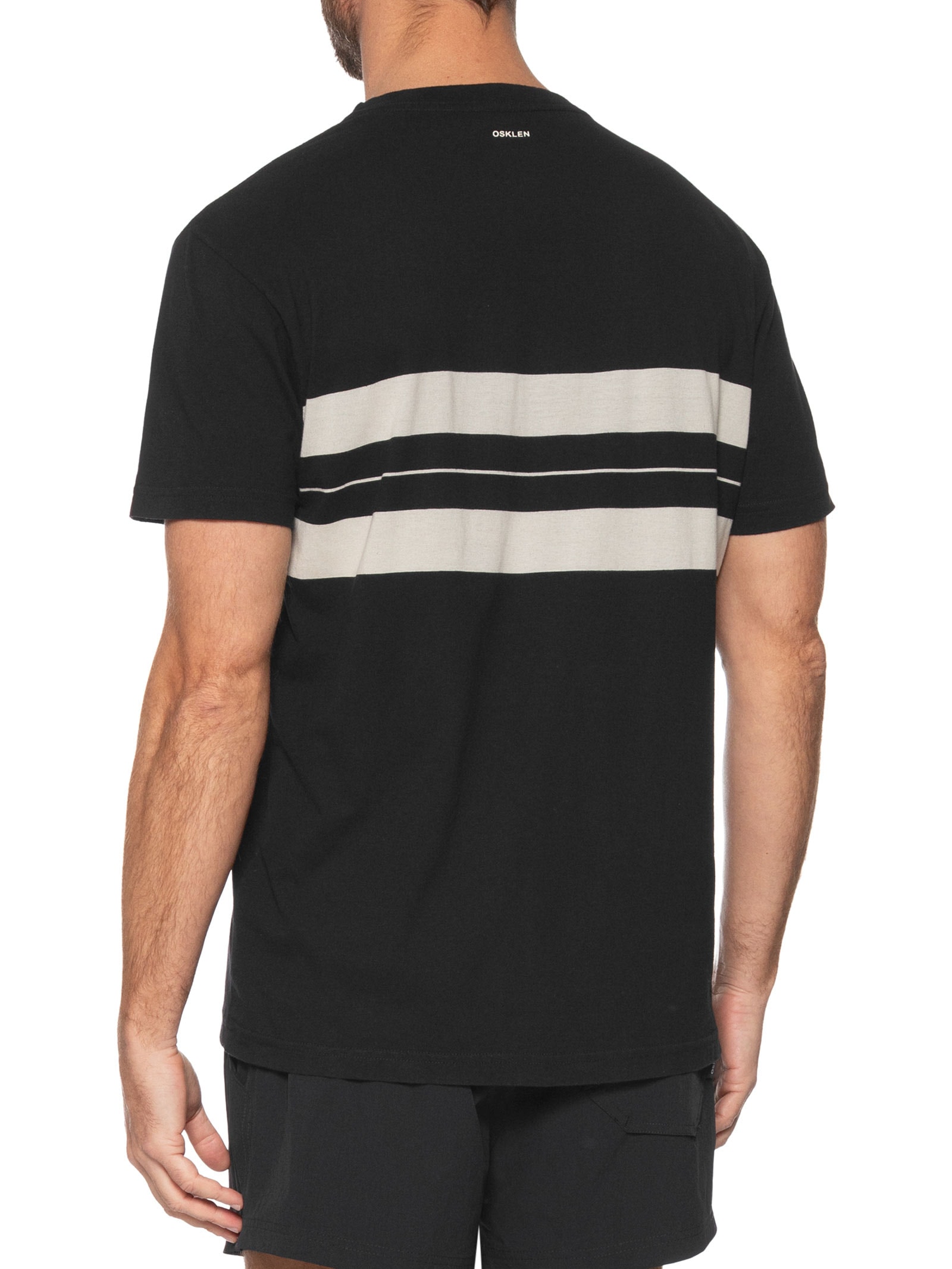 Camiseta Masculina Vintage Listrado Pranchão Preto Osklen