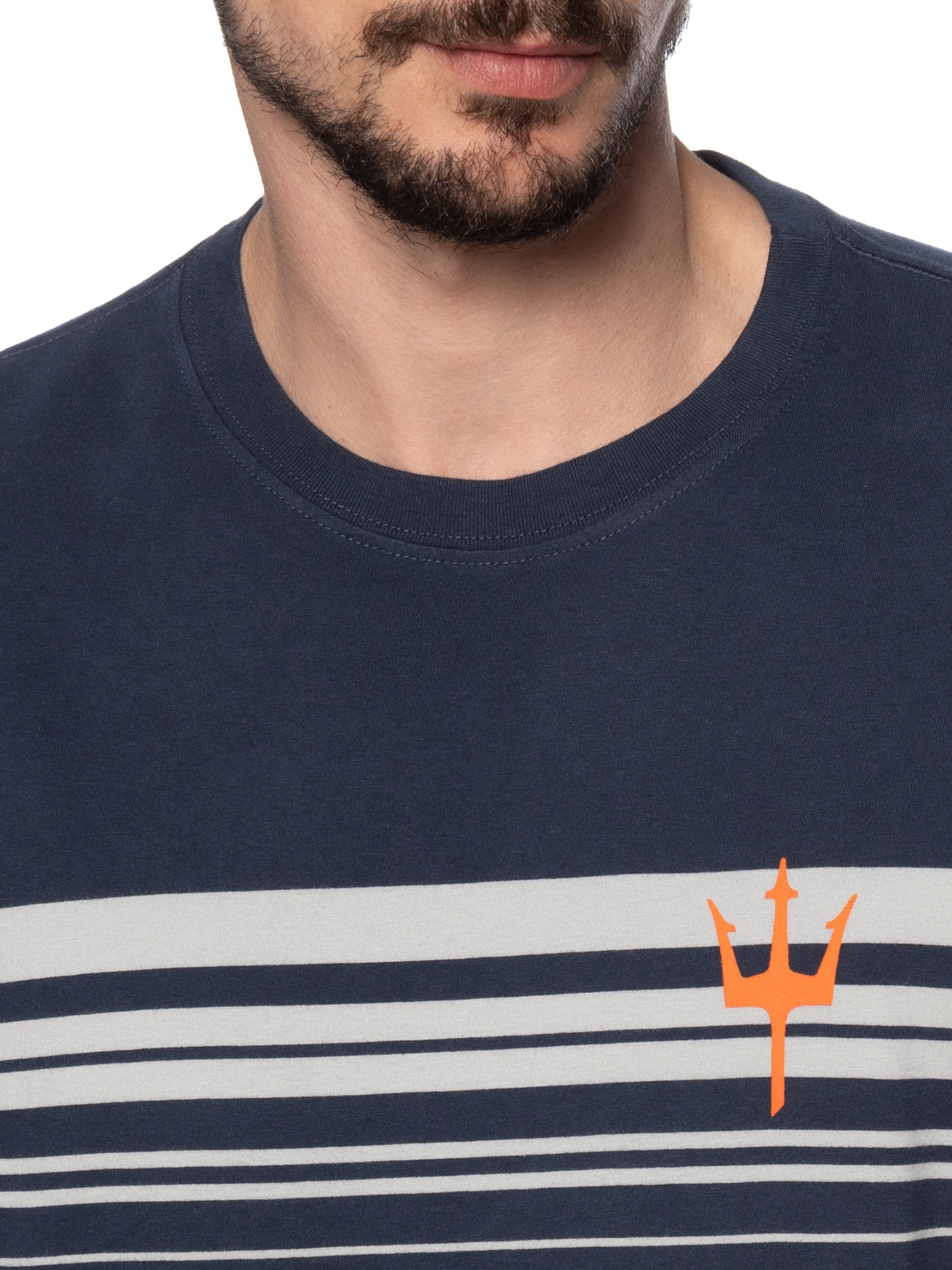 Camiseta Masculina Vintage Listrado Surfing Manga Curta Azul Osklen
