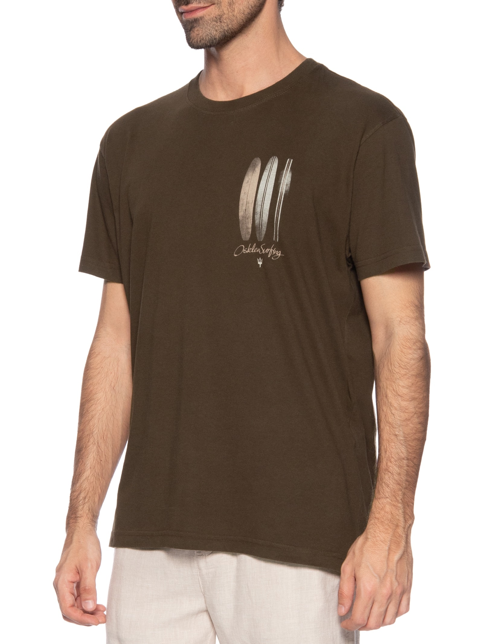 Camiseta Masculina Vintage Longboards Manga Curta Marrom Osklen