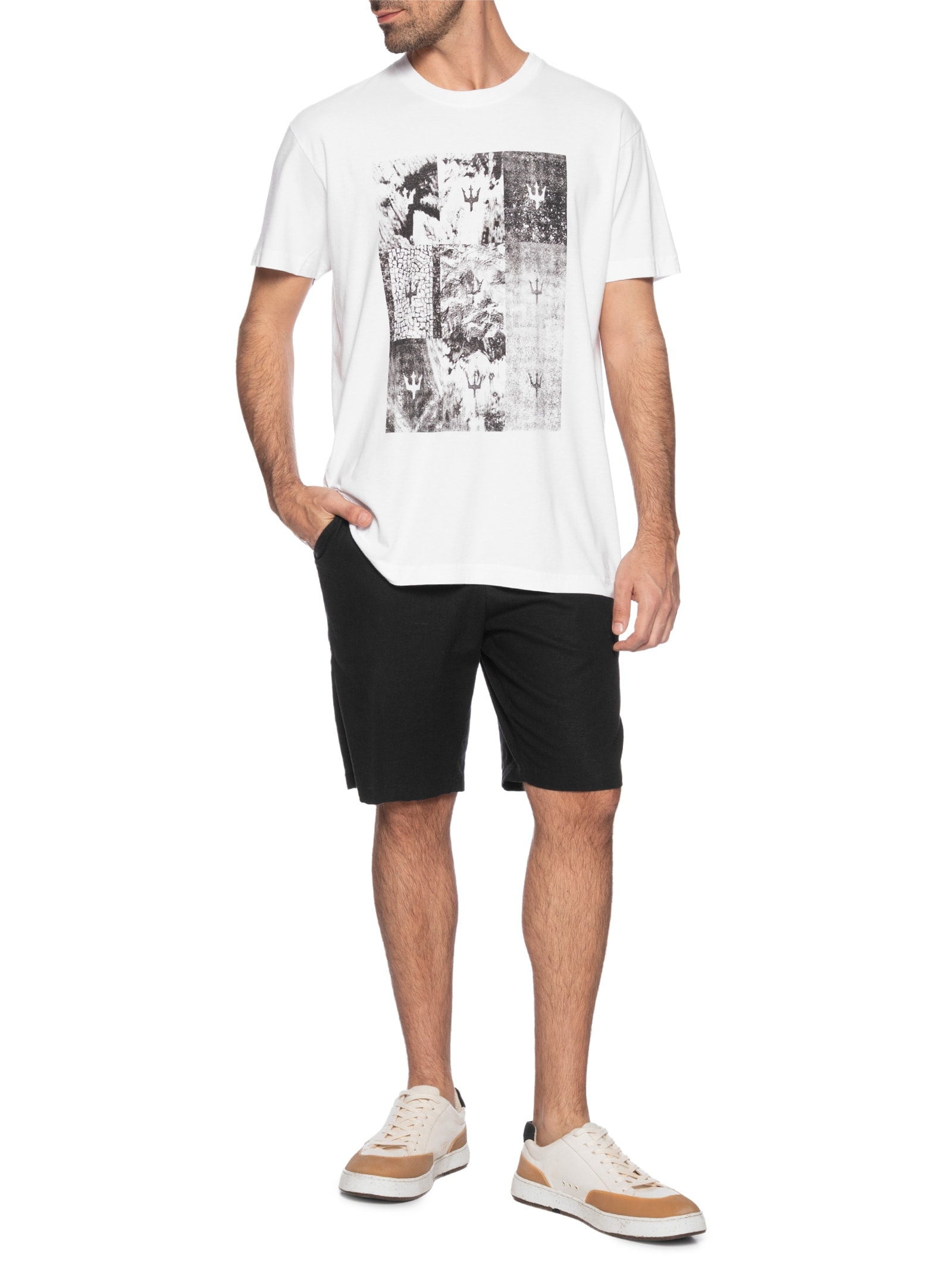 Camiseta Masculina Vintage Manga Curta Branco Osklen