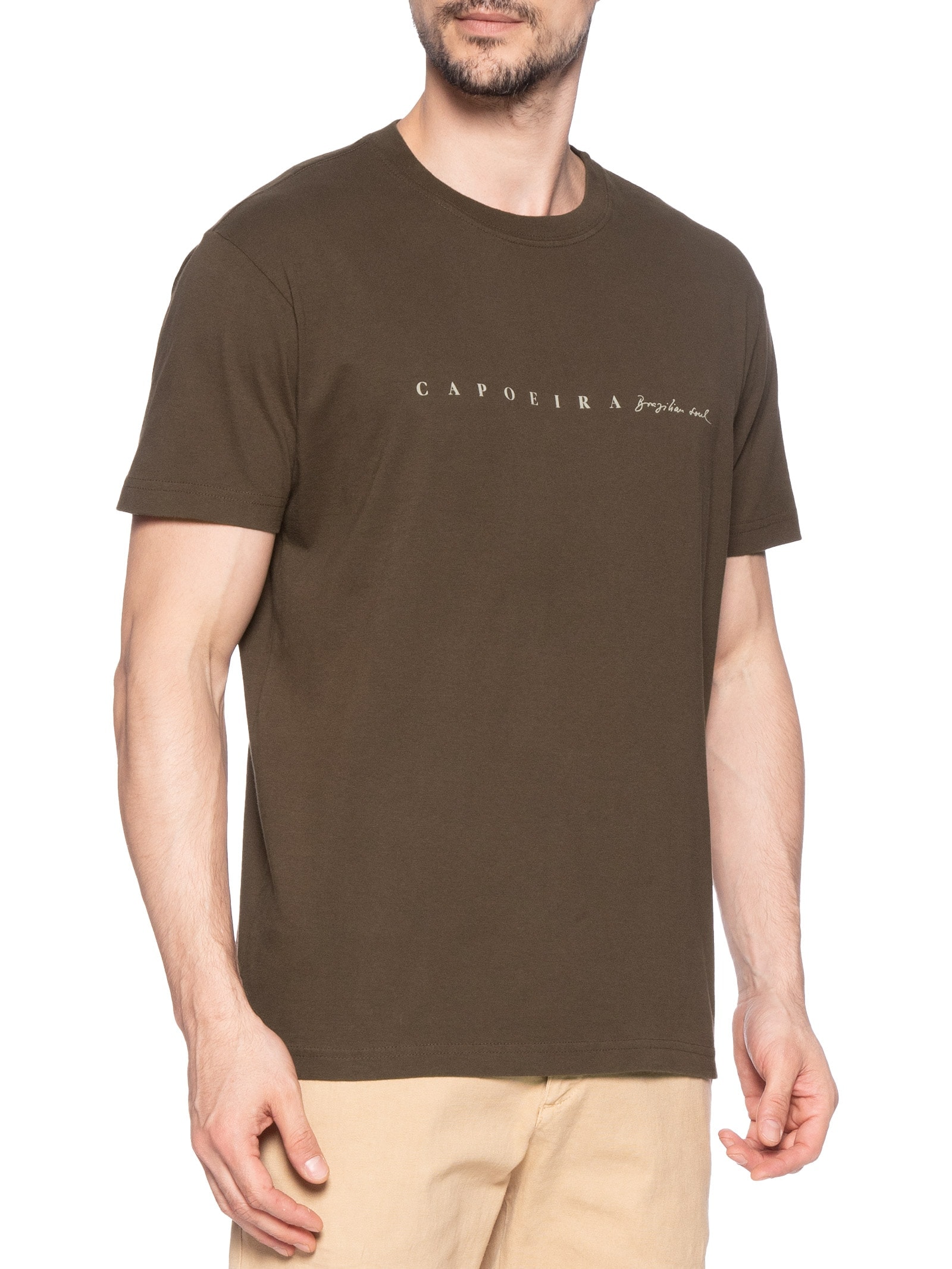 Camiseta Masculina Vintage Manga Curta Capoeira Marrom Osklen