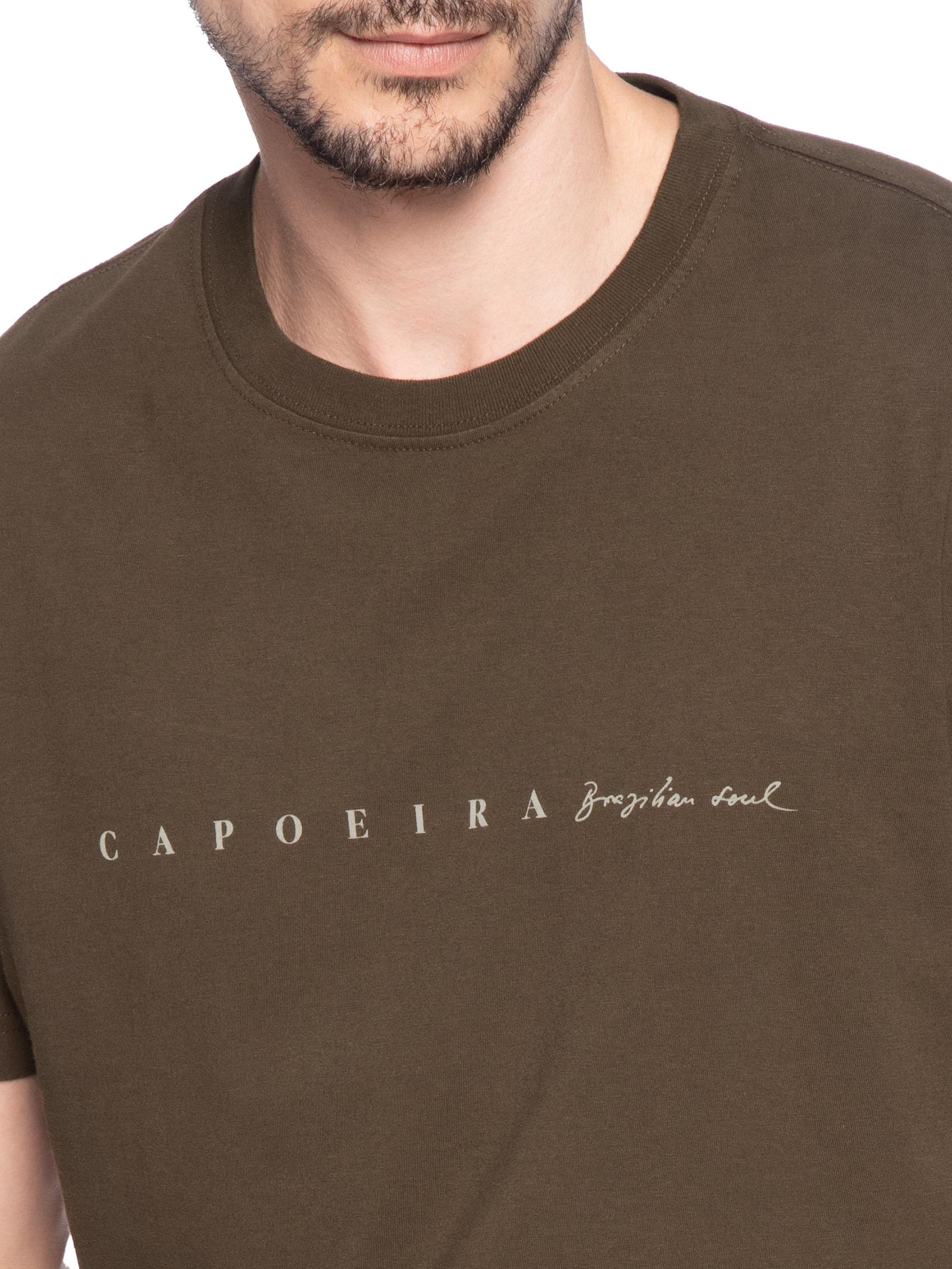 Camiseta Masculina Vintage Manga Curta Capoeira Marrom Osklen