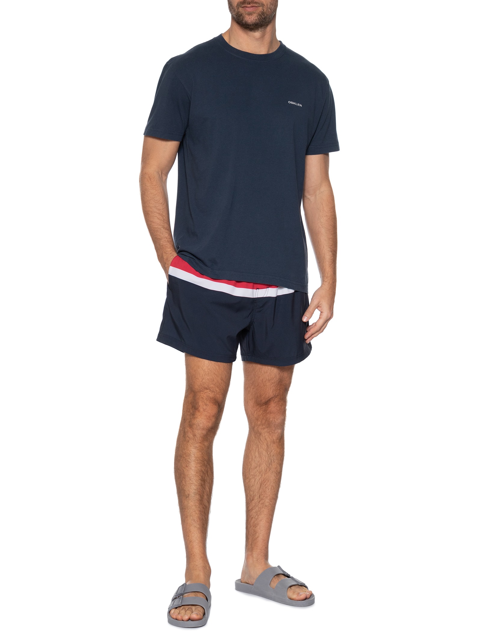 Camiseta Masculina Vintage Peixes Do Litoral Manga Curta Azul Osklen