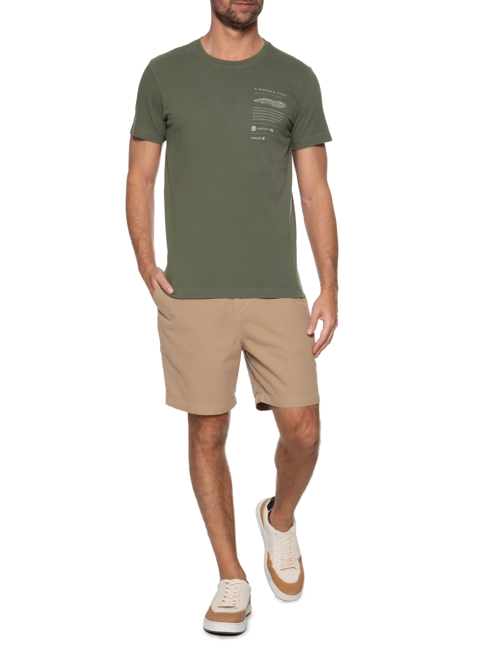 Camiseta Masculina Vintage Piracuru Manga Curta Verde Osklen