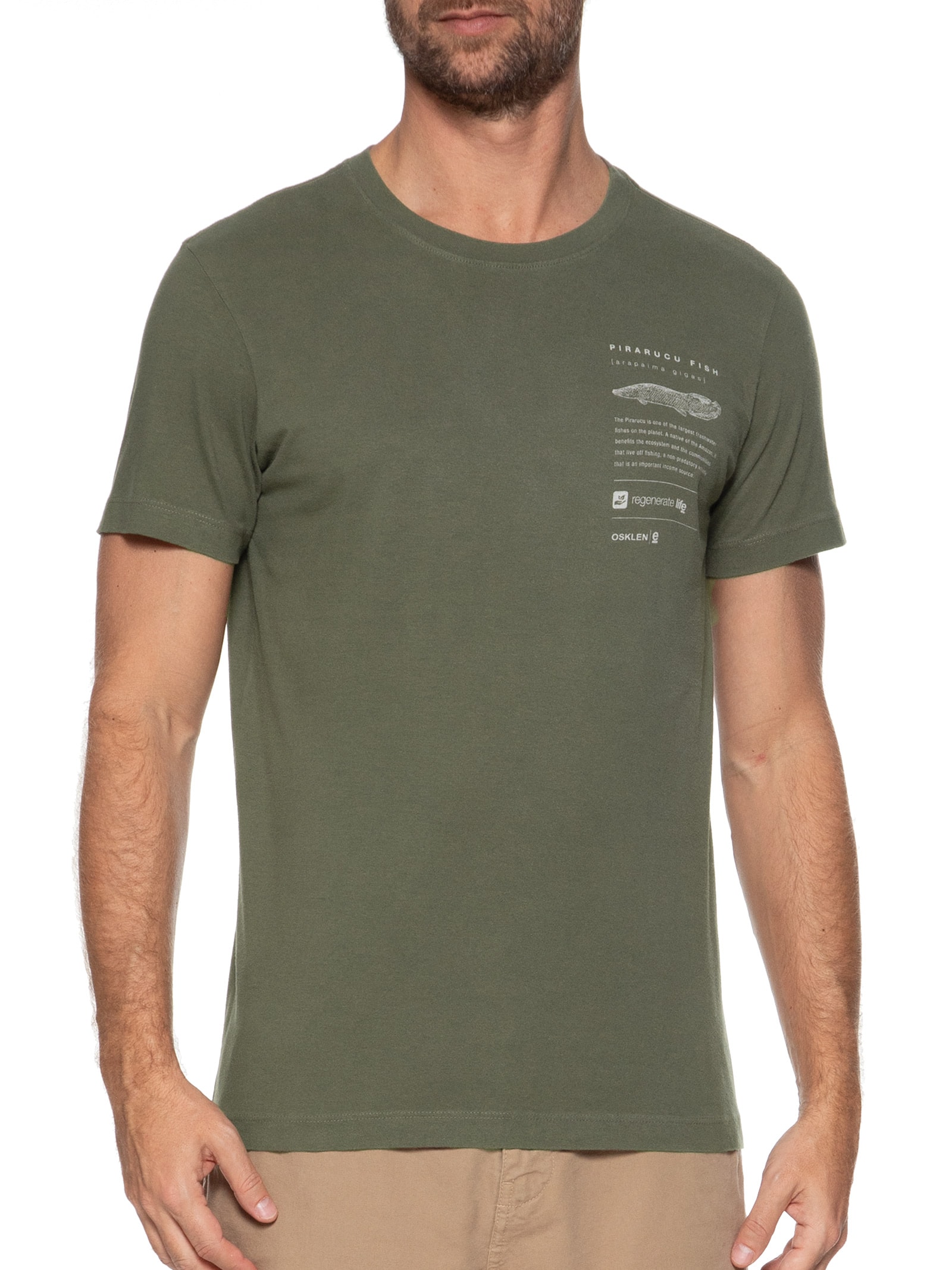 Camiseta Masculina Vintage Piracuru Manga Curta Verde Osklen