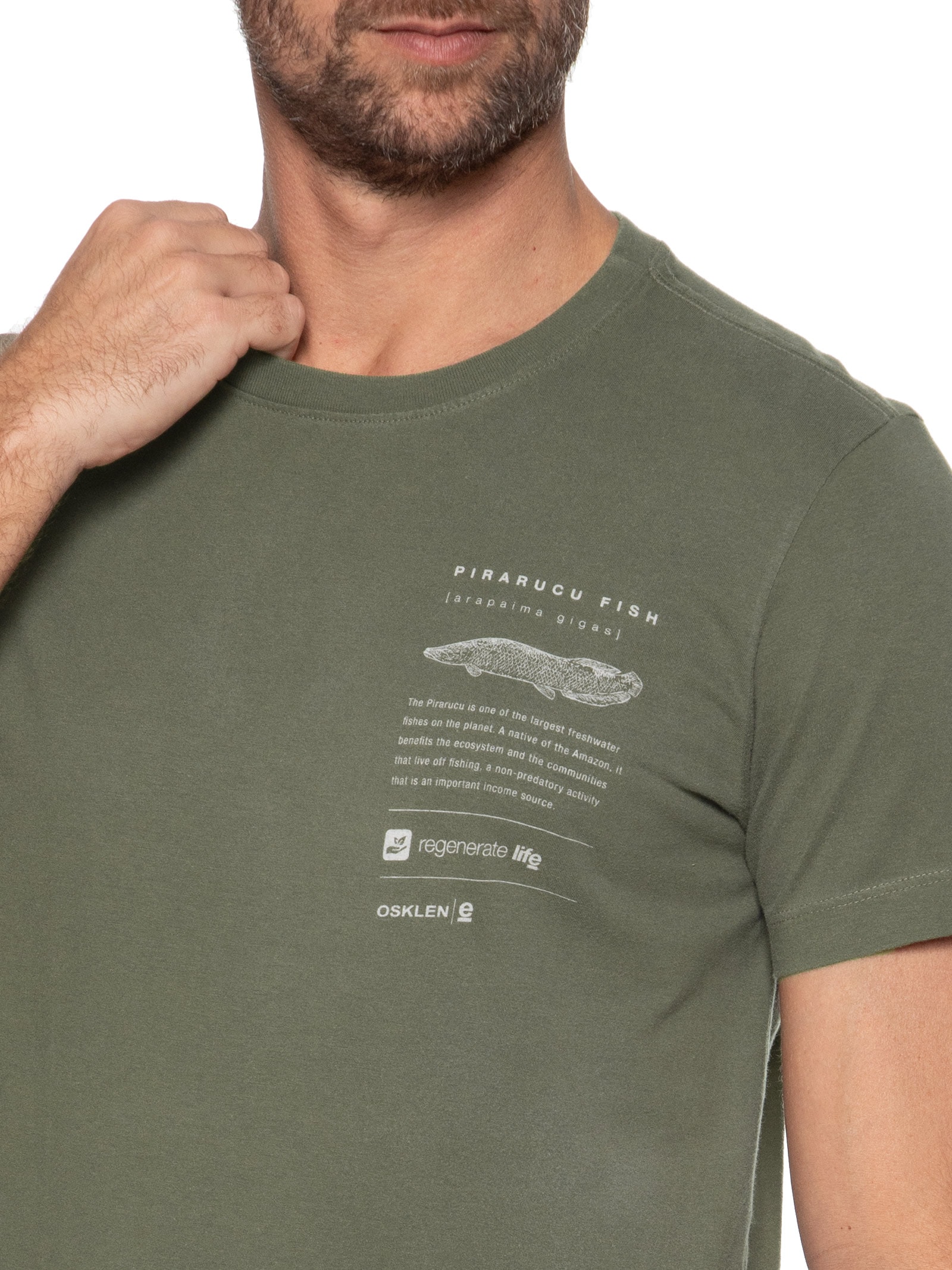 Camiseta Masculina Vintage Piracuru Manga Curta Verde Osklen