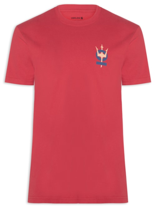 Camiseta Masculina Vintage Tridente Oceans Manga Curta – Vermelho