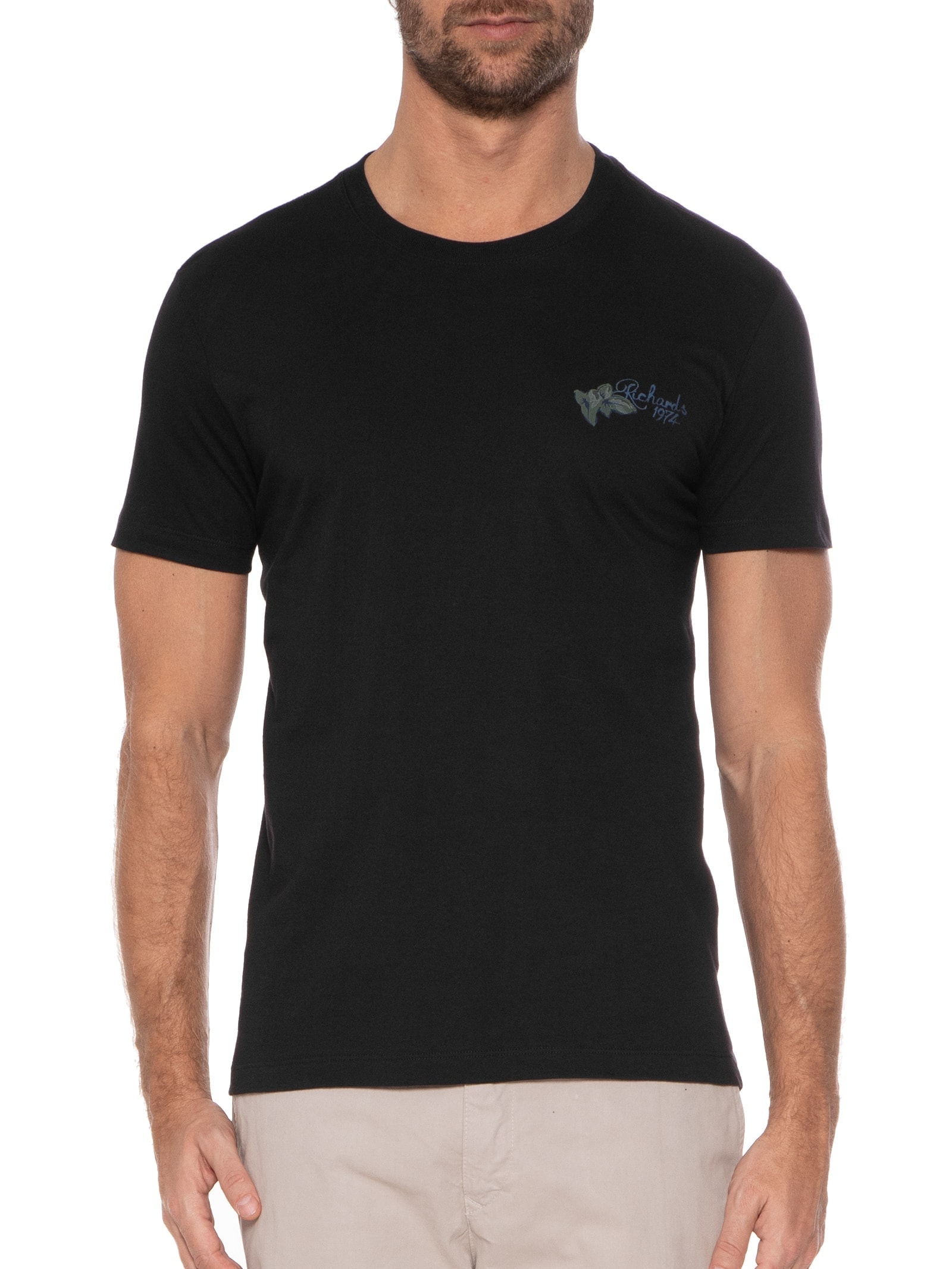 Camiseta Masculina Vintage Ukulelê Manga Curta Preto Richards