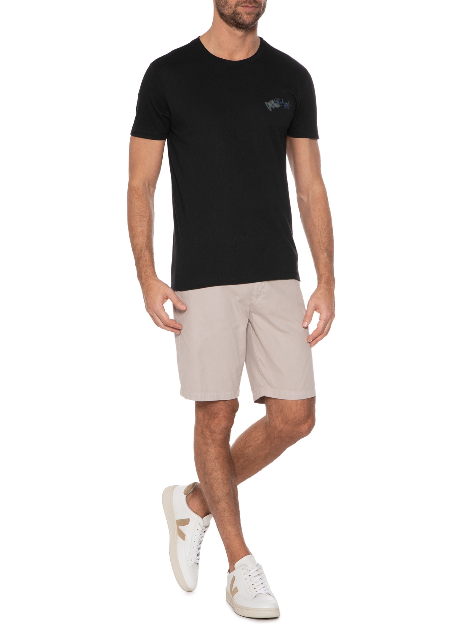 Camiseta Masculina Vintage Ukulelê Manga Curta Preto Richards