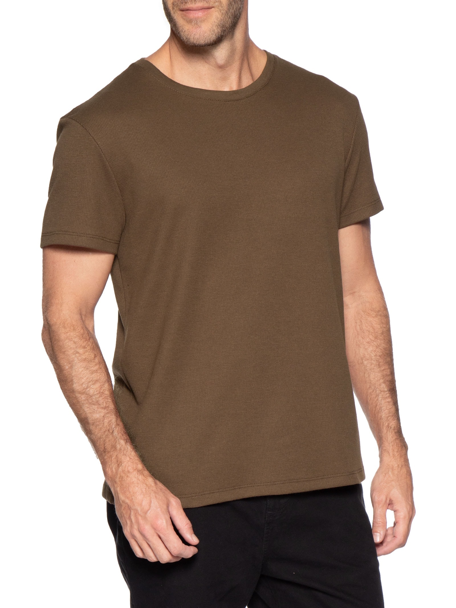 Camiseta Masculina Waffle – Marrom Reserva