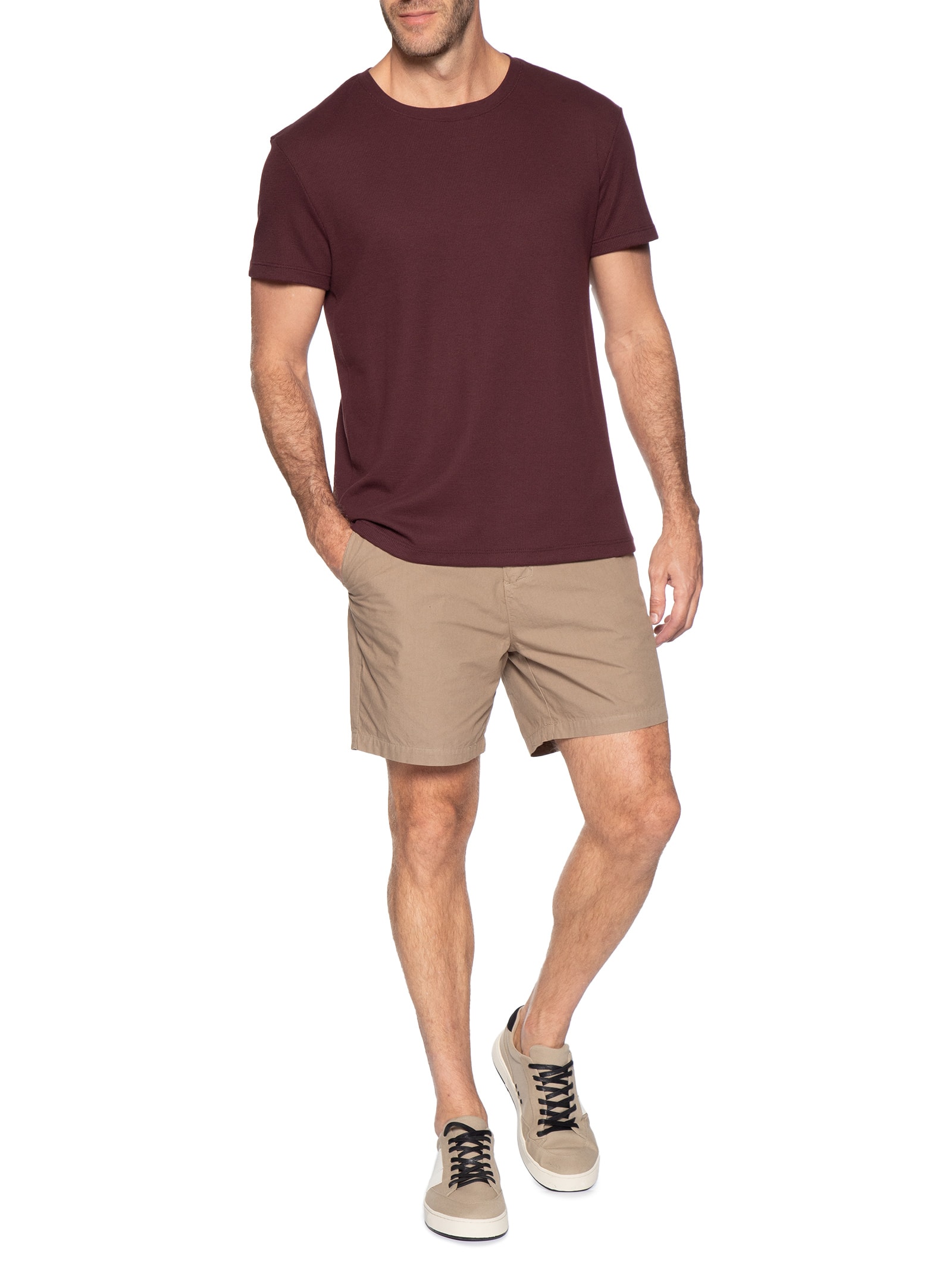 Camiseta Masculina Waffle – Vermelho Reserva