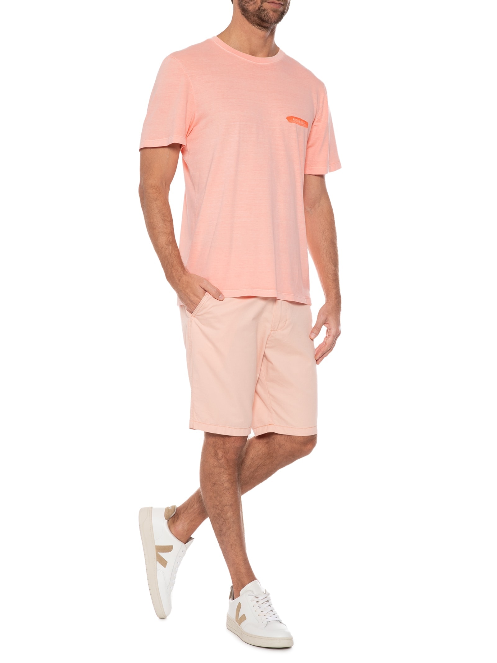 Camiseta Masculina Washed Araia Rosa Richards