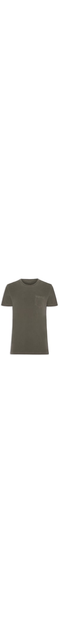 Camiseta Masculina Washed Com Bolso - Marrom